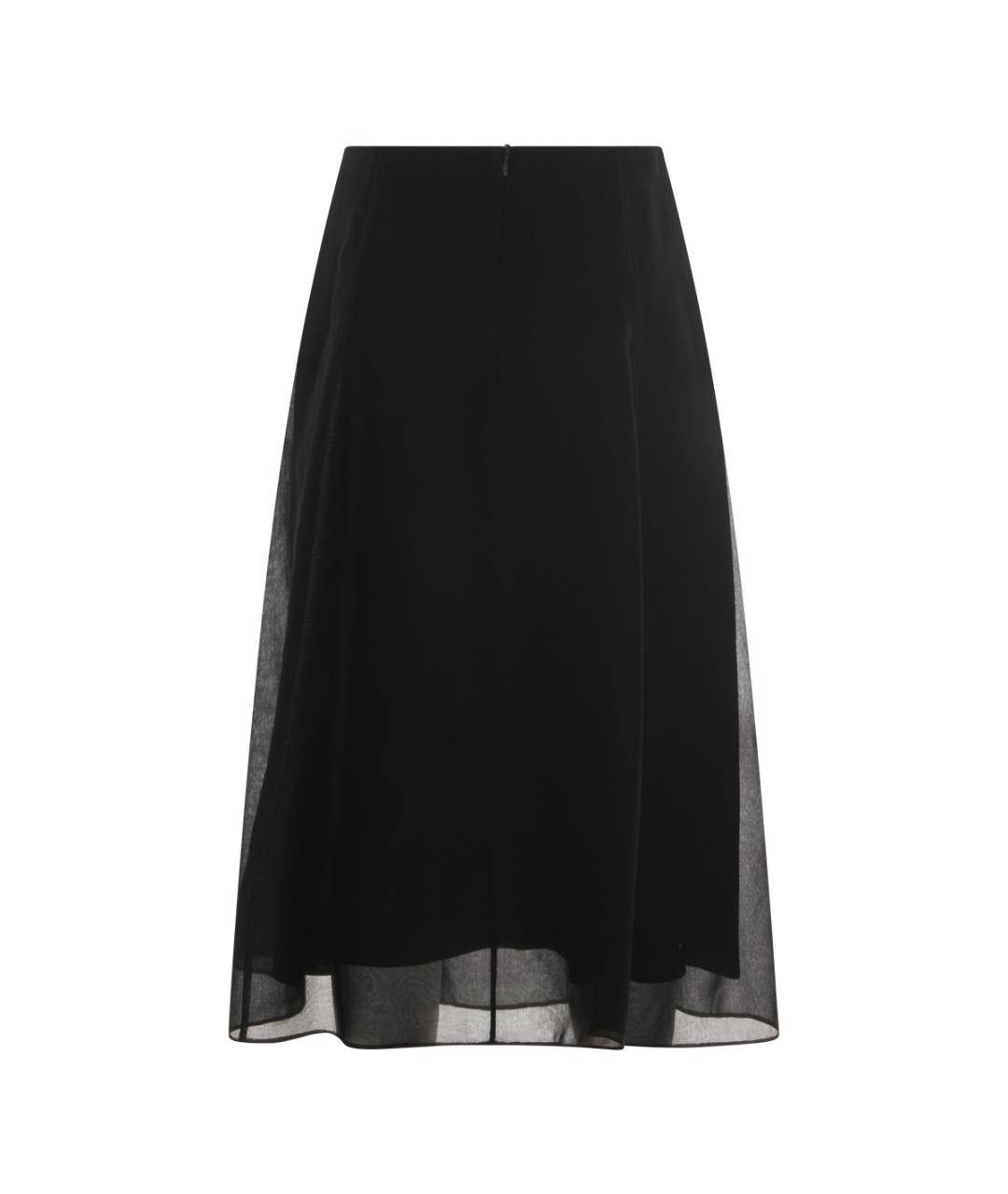 BRUNELLO CUCINELLI Черная шелковая юбка миди, фото 2