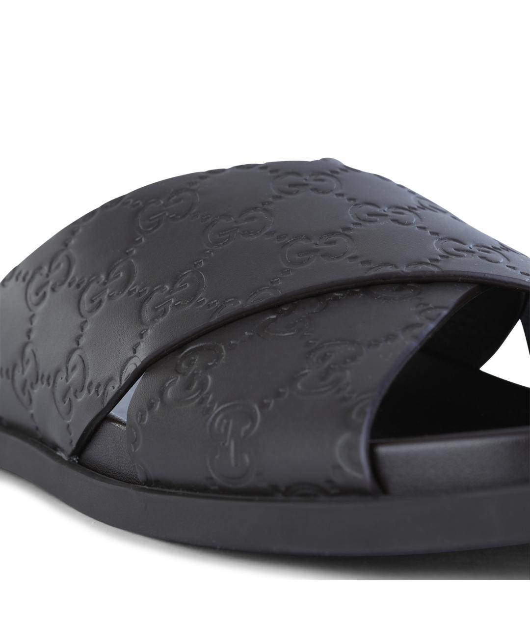 GUCCI Коричневые кожаные шлепанцы, фото 4