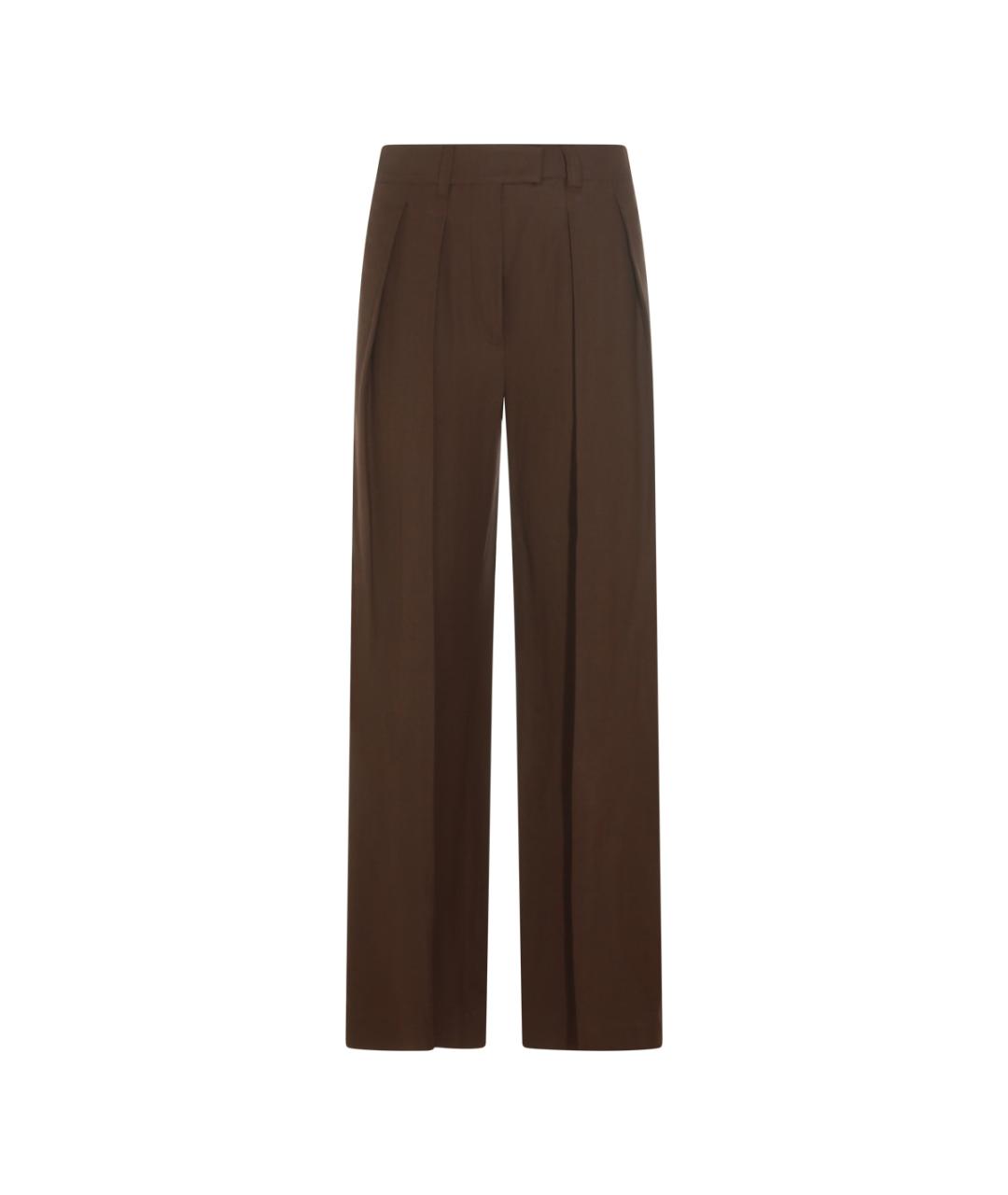 BRUNELLO CUCINELLI Коричневые вискозные прямые брюки, фото 1