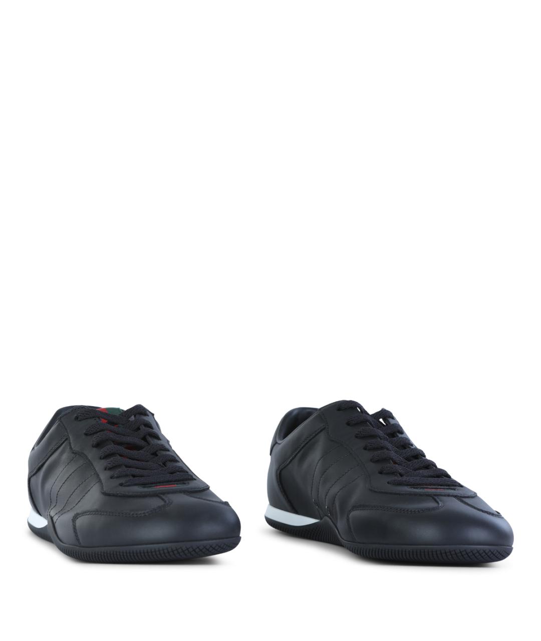 GUCCI Черные кожаные низкие кроссовки / кеды, фото 2