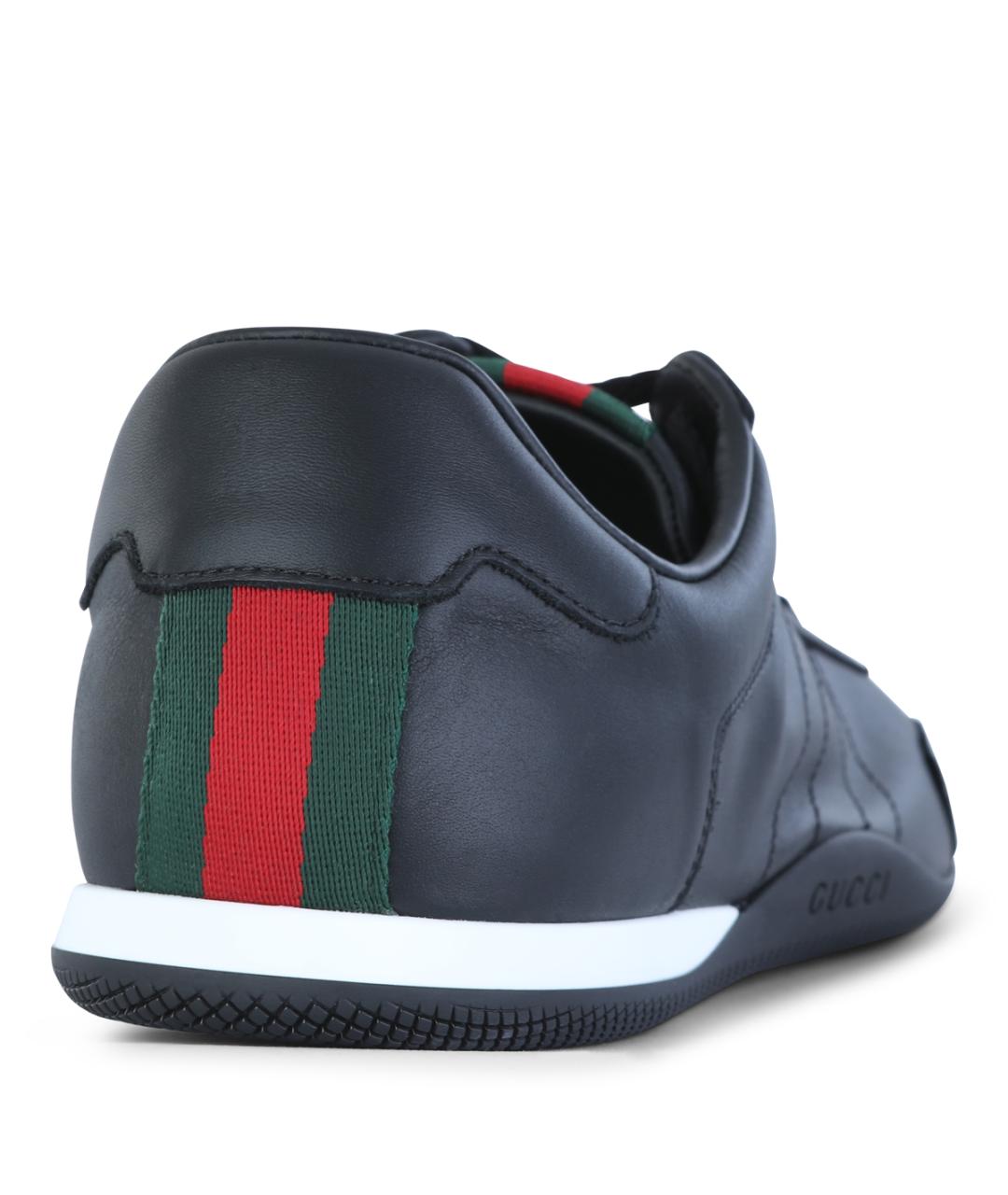GUCCI Черные кожаные низкие кроссовки / кеды, фото 3