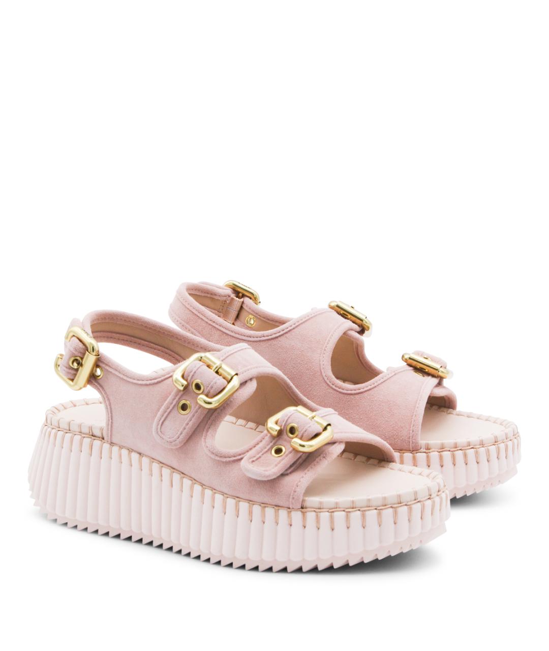 CHLOE Розовые замшевые сандалии, фото 2