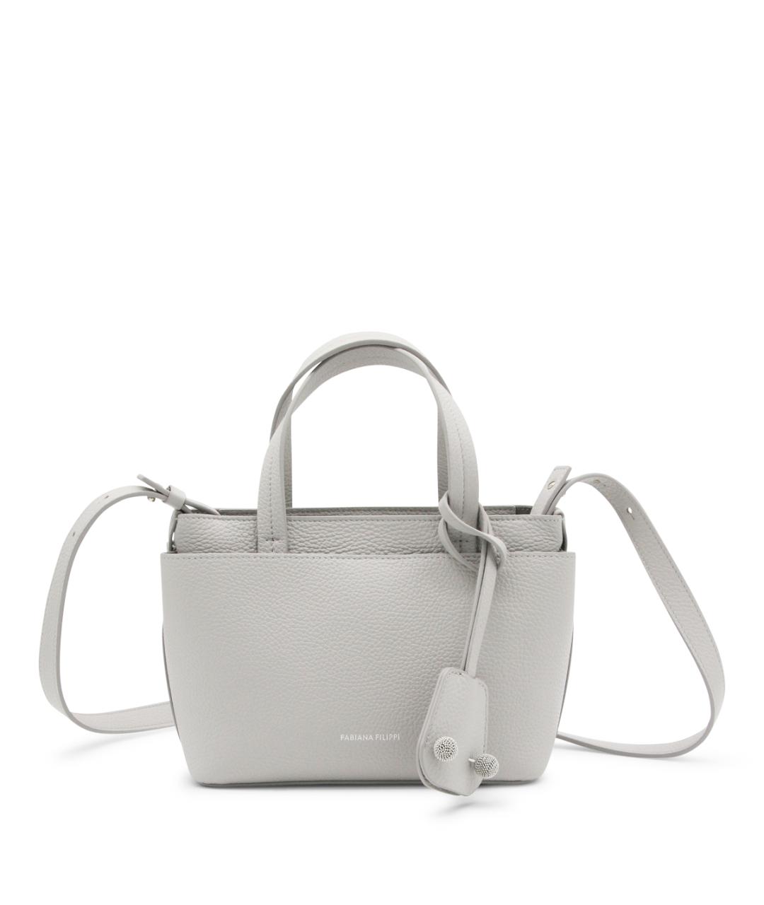 FABIANA FILIPPI Серая кожаная сумка с короткими ручками, фото 1