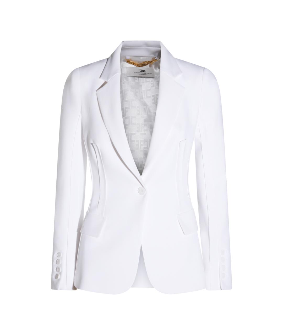 ELISABETTA FRANCHI Белый креповый жакет/пиджак, фото 1