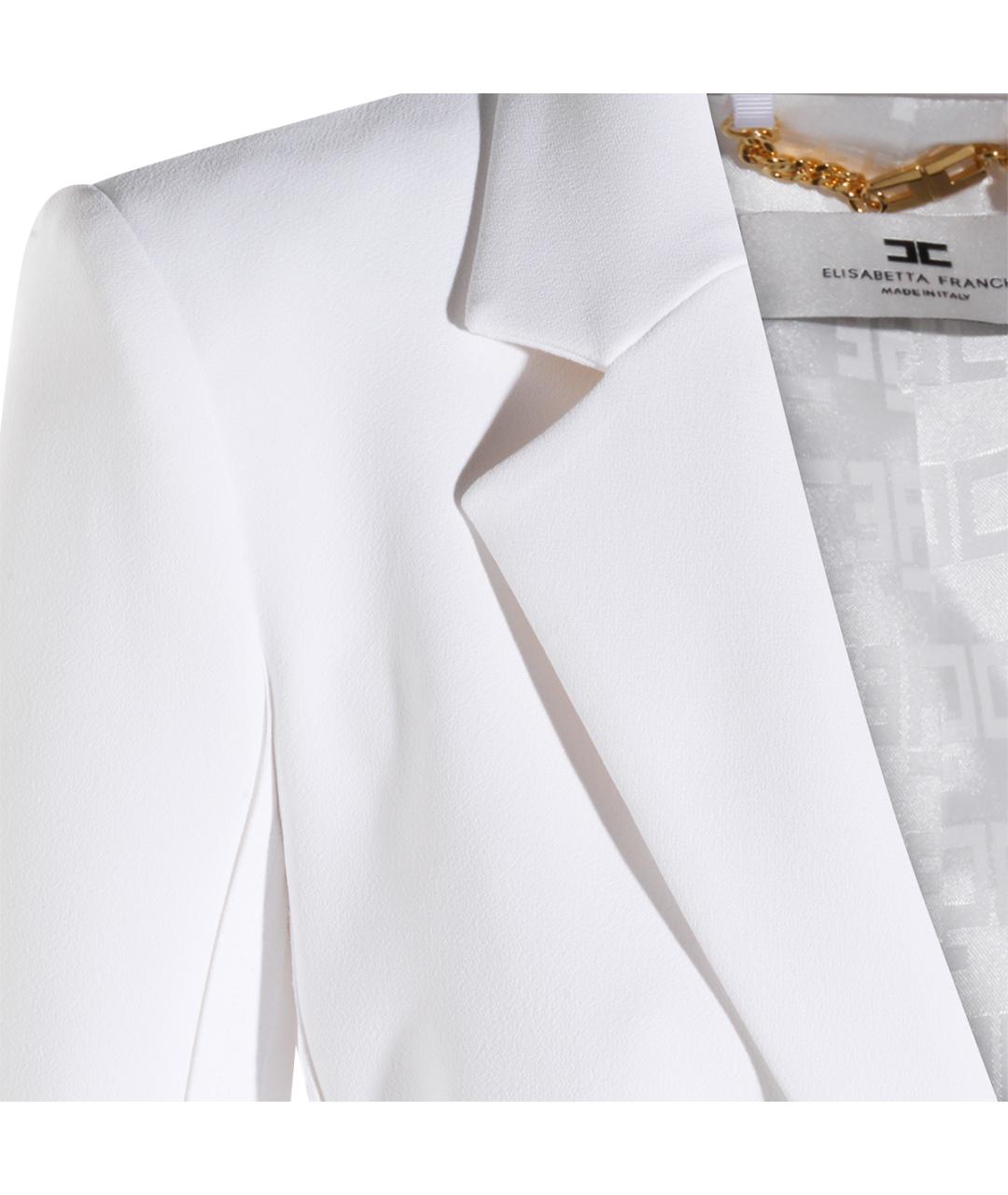 ELISABETTA FRANCHI Белый креповый жакет/пиджак, фото 4