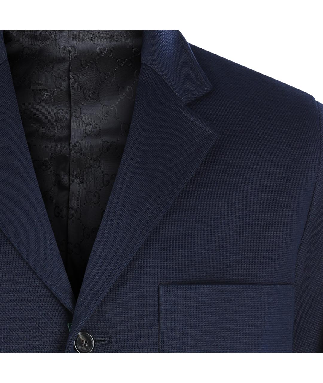 GUCCI Темно-синий хлопковый пиджак, фото 4