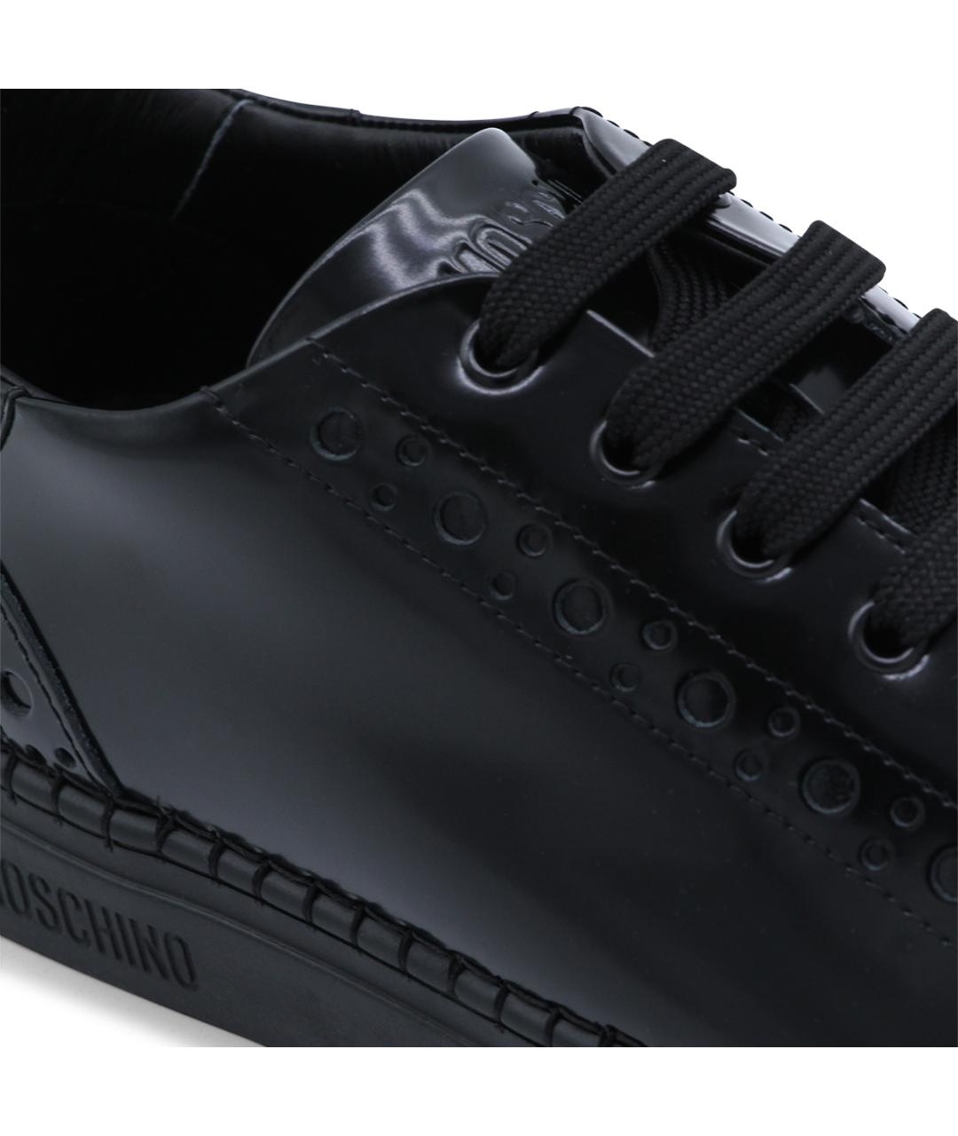 MOSCHINO Черные кожаные низкие кроссовки / кеды, фото 4