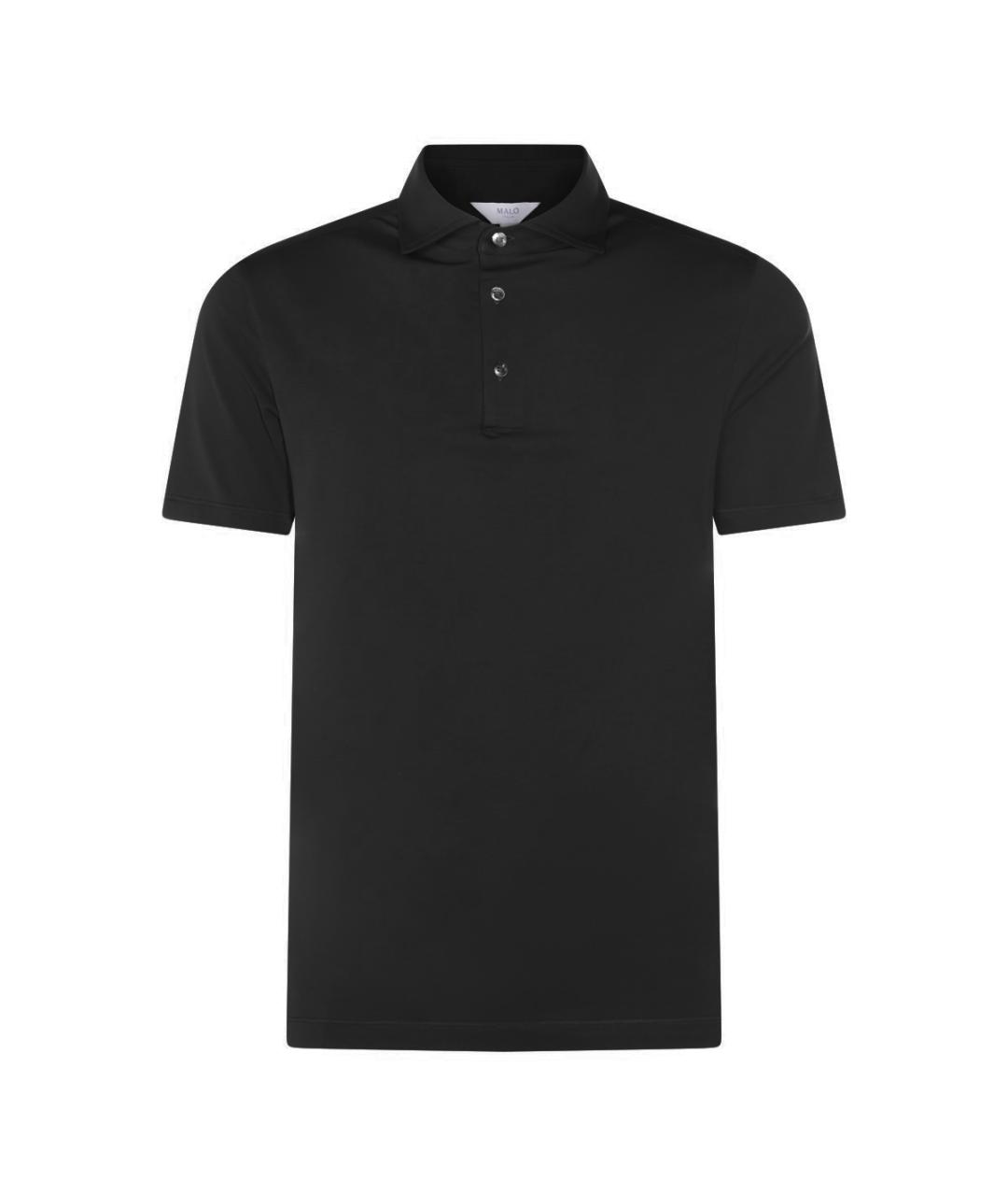 MALO Черное хлопковое поло с коротким рукавом, фото 1