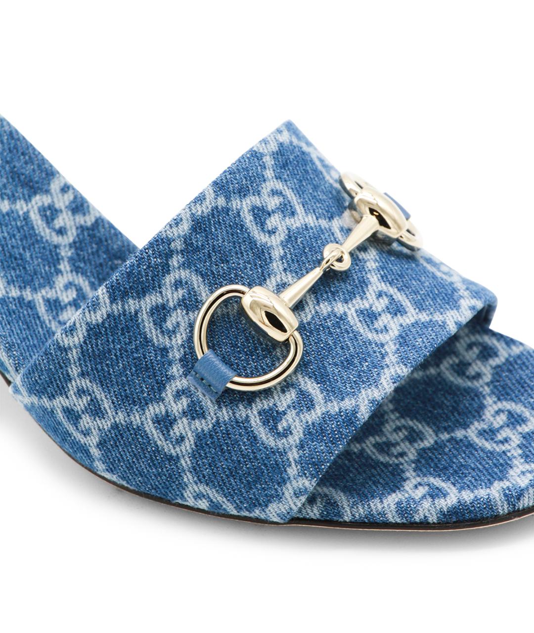 GUCCI Синие текстильные мюли, фото 4