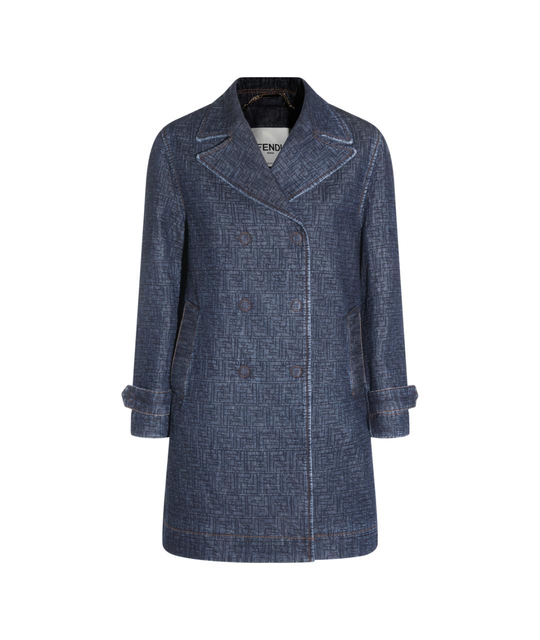 FENDI Синее хлопковое пальто, фото 1