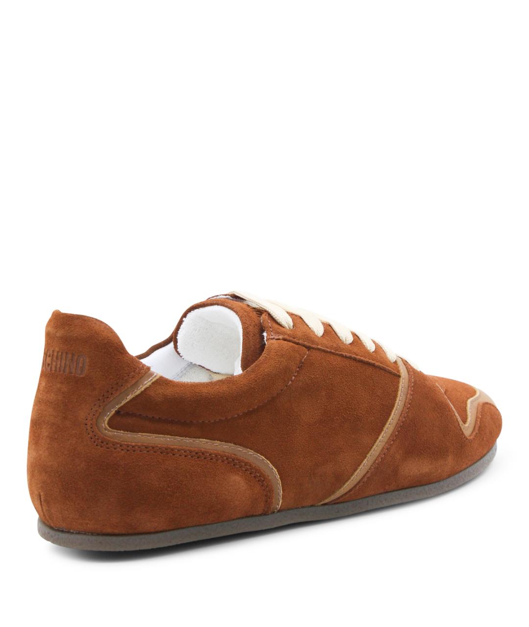 MOSCHINO Коричневые замшевые низкие кроссовки / кеды, фото 3