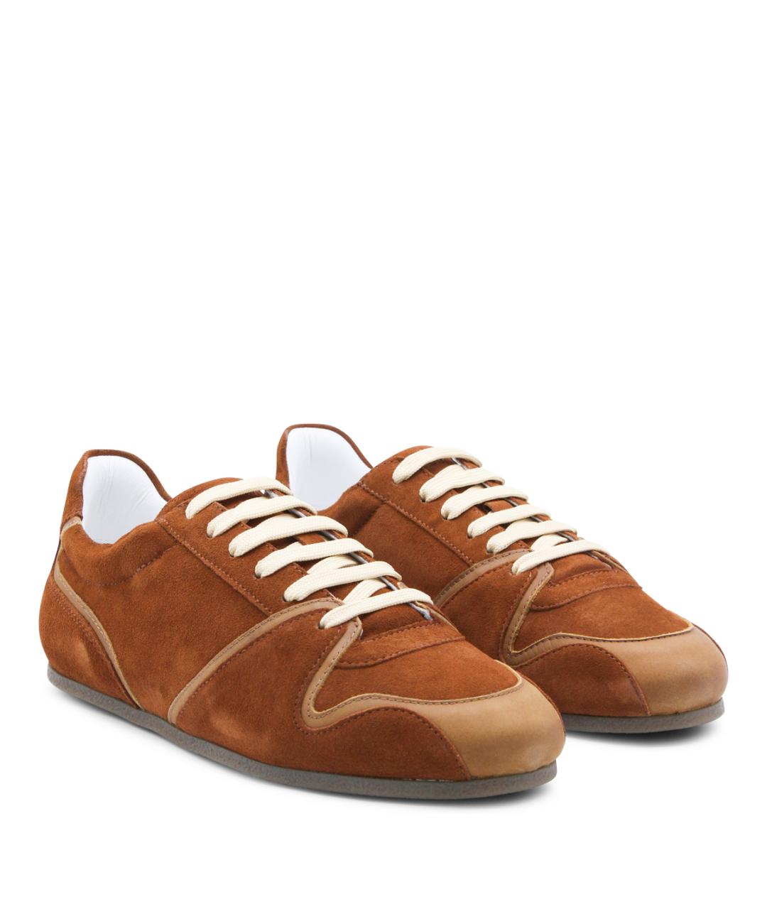 MOSCHINO Коричневые замшевые низкие кроссовки / кеды, фото 2