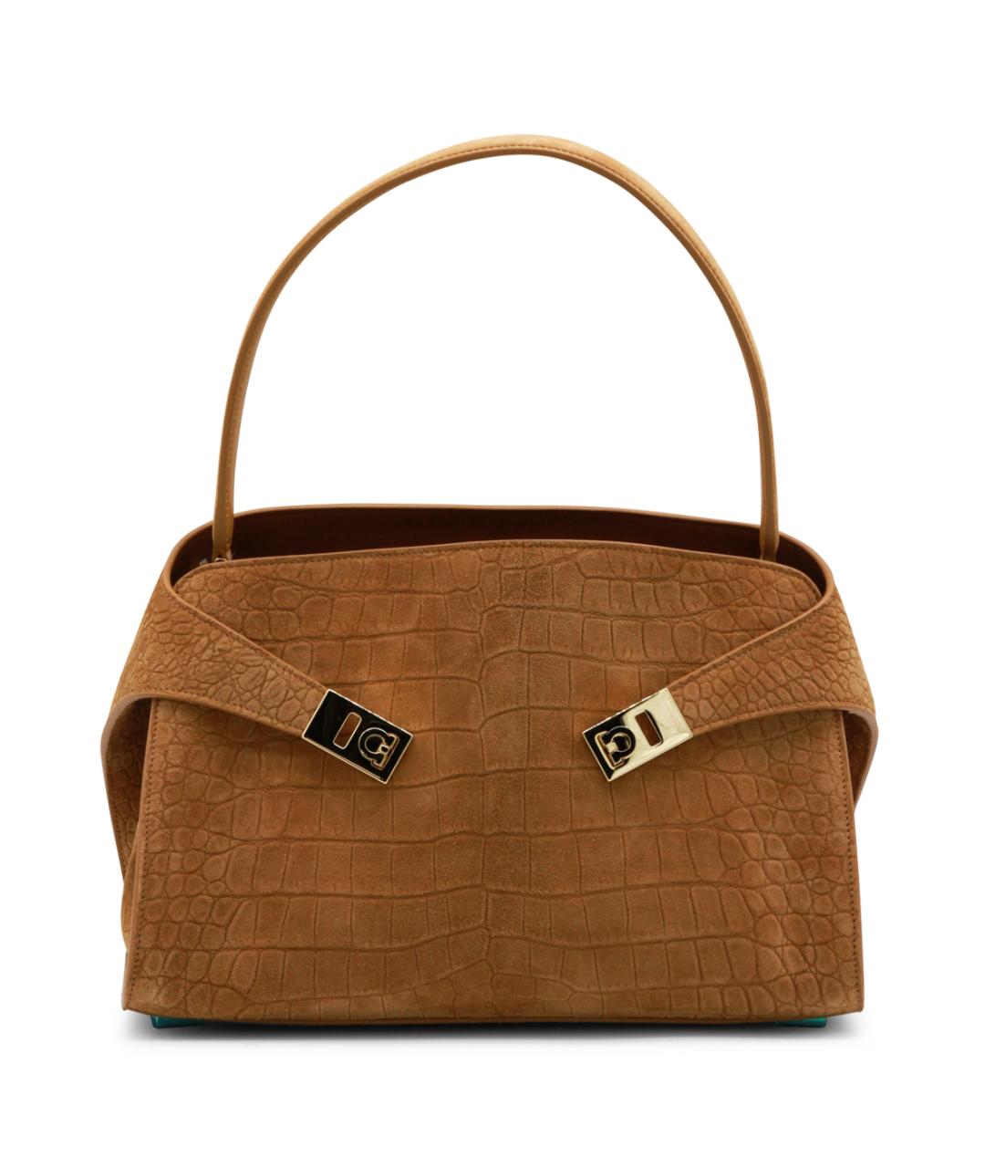 FERRAGAMO Бежевая кожаная сумка тоут, фото 1