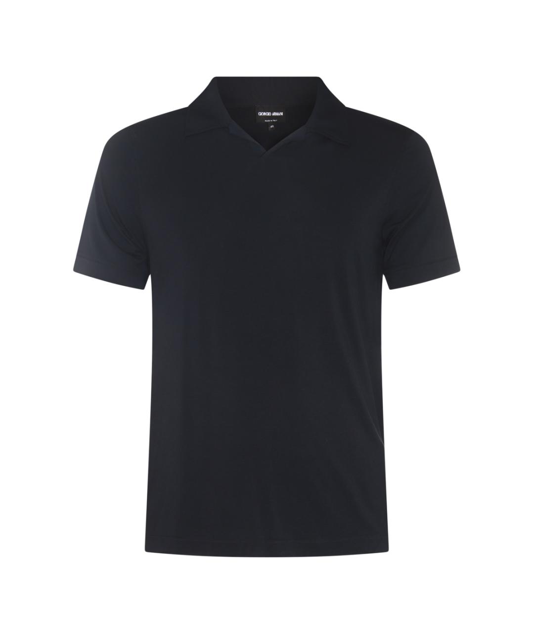 GIORGIO ARMANI Черное хлопковое поло с коротким рукавом, фото 1