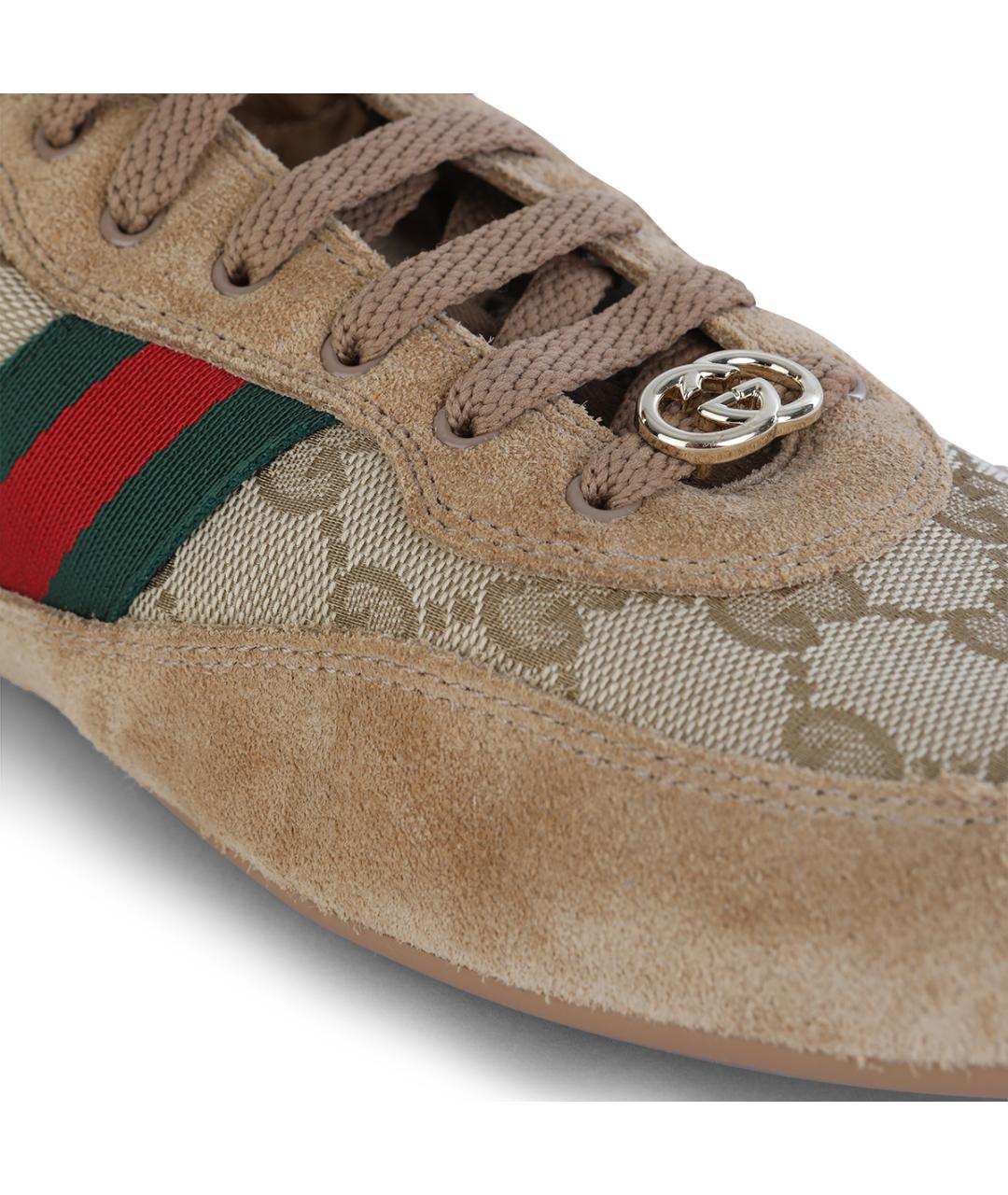 GUCCI Бежевые замшевые кроссовки, фото 4