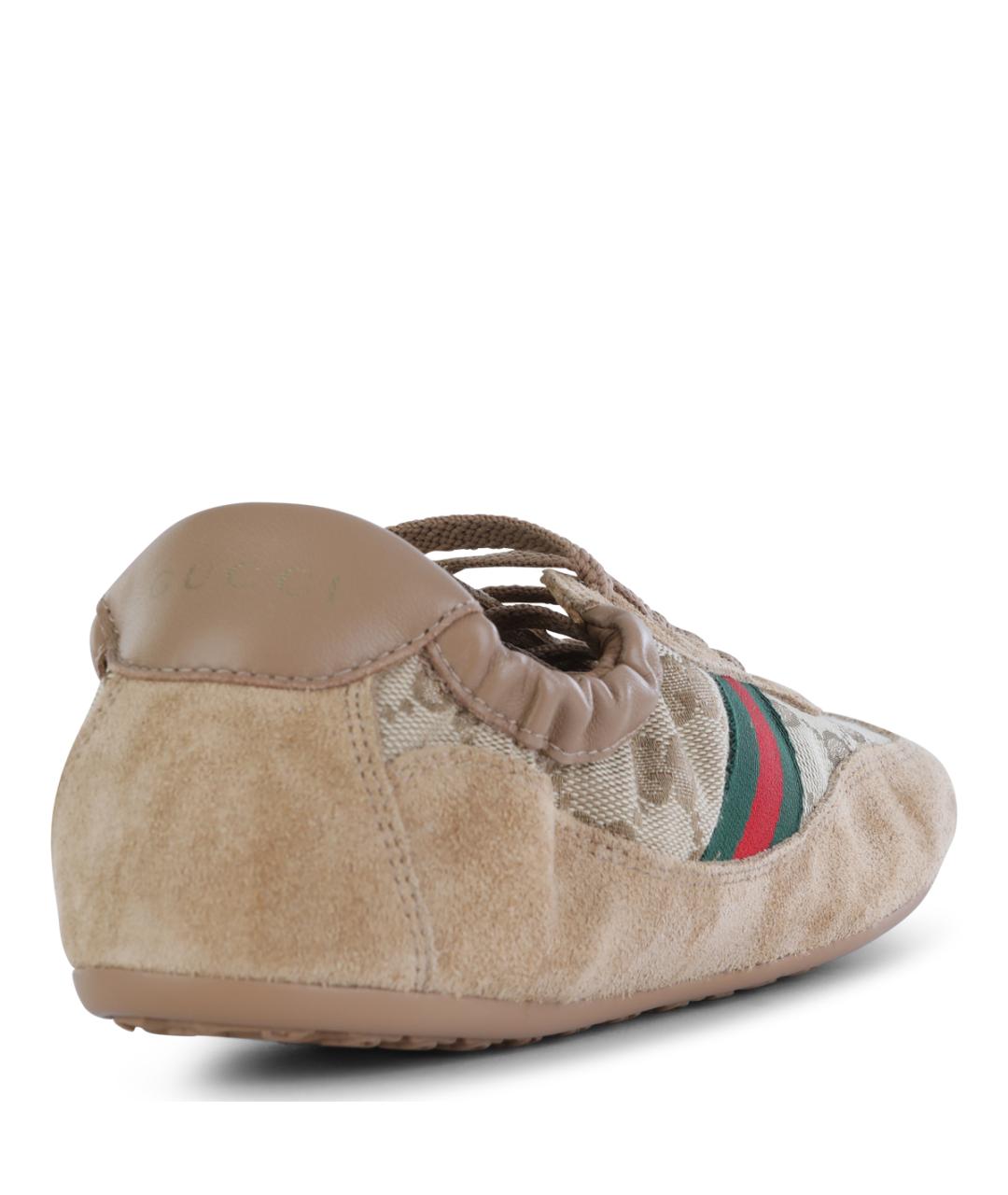 GUCCI Бежевые замшевые кроссовки, фото 3