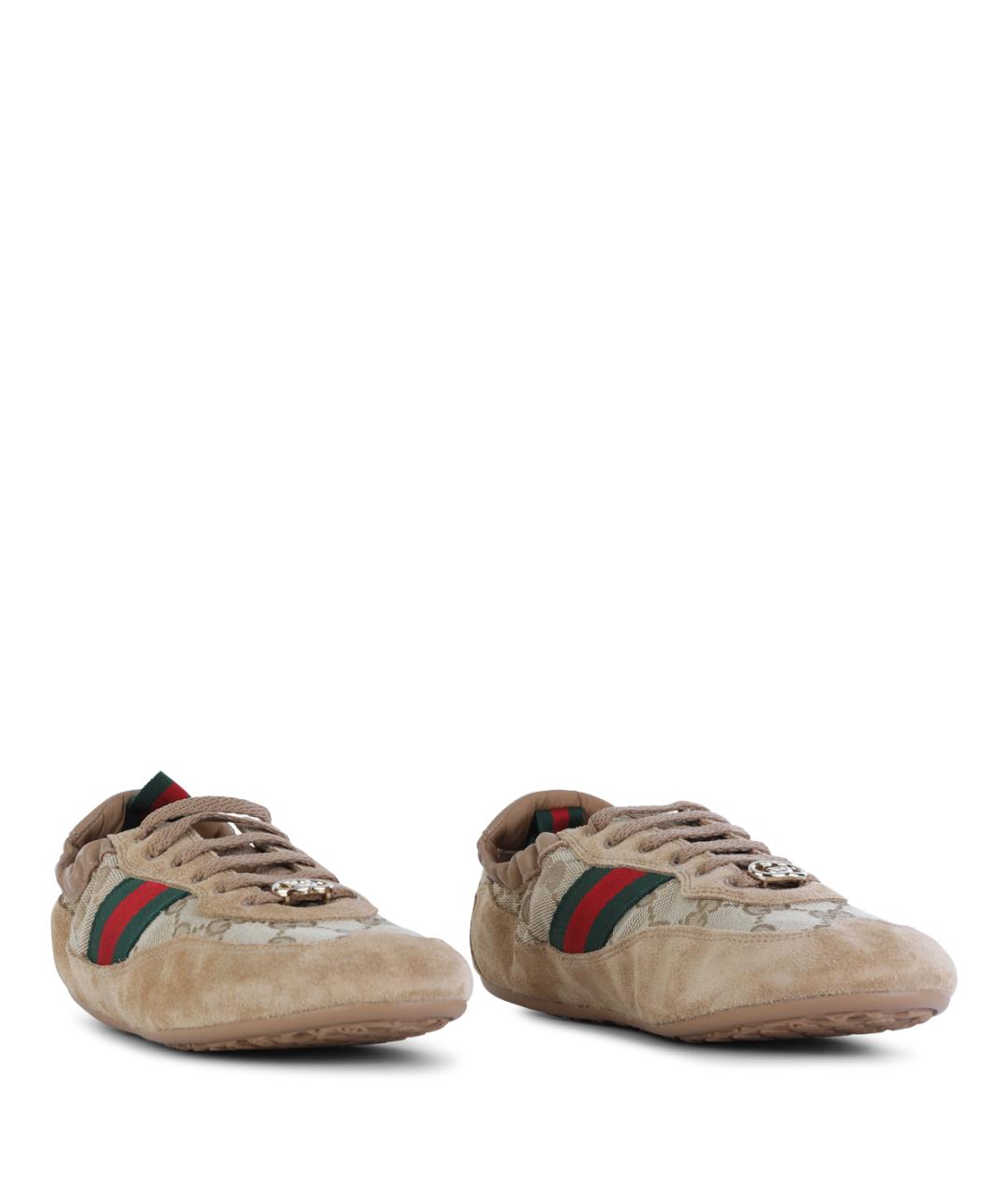 GUCCI Бежевые замшевые кроссовки, фото 2
