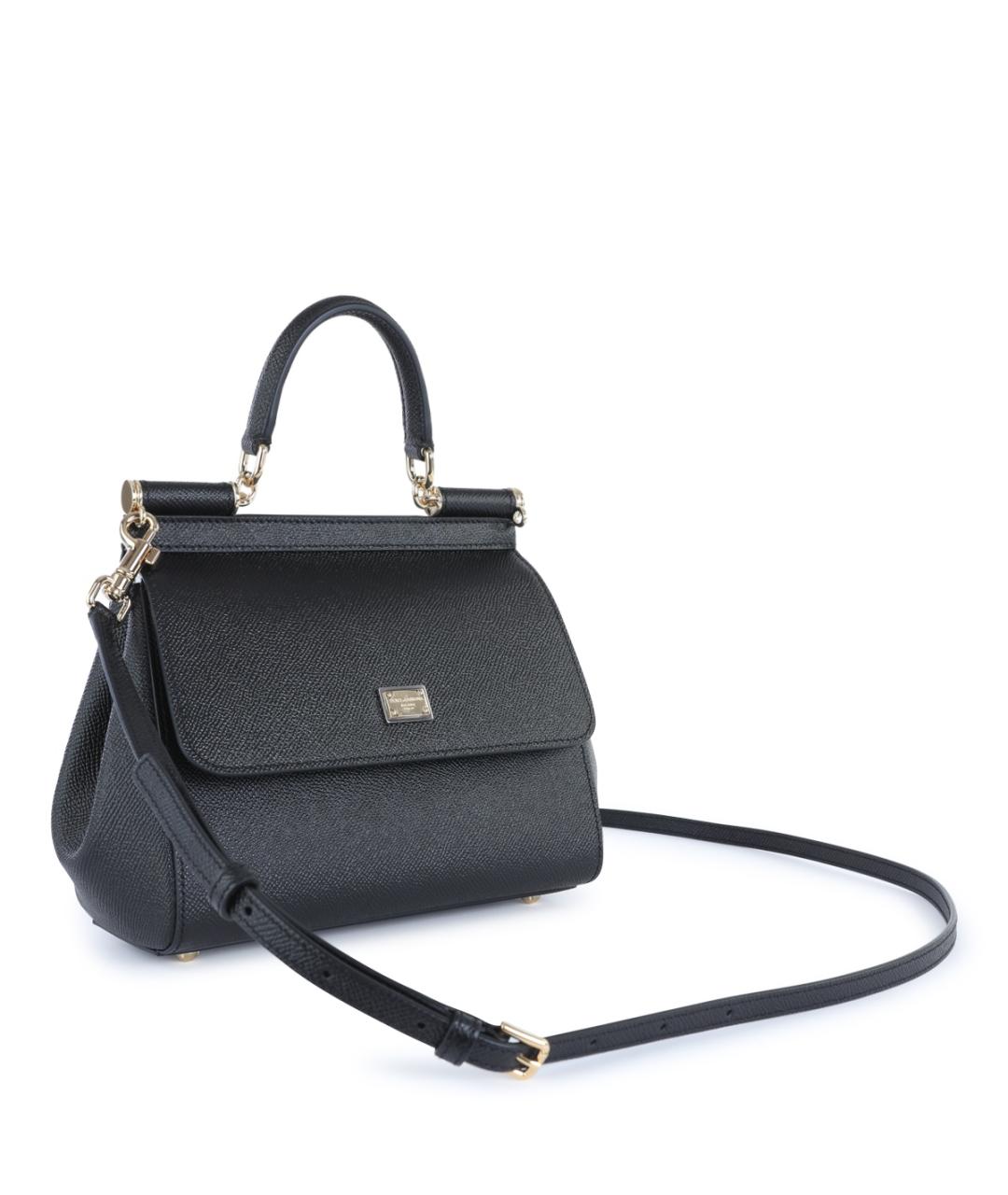 DOLCE&GABBANA Черная кожаная сумка тоут, фото 4