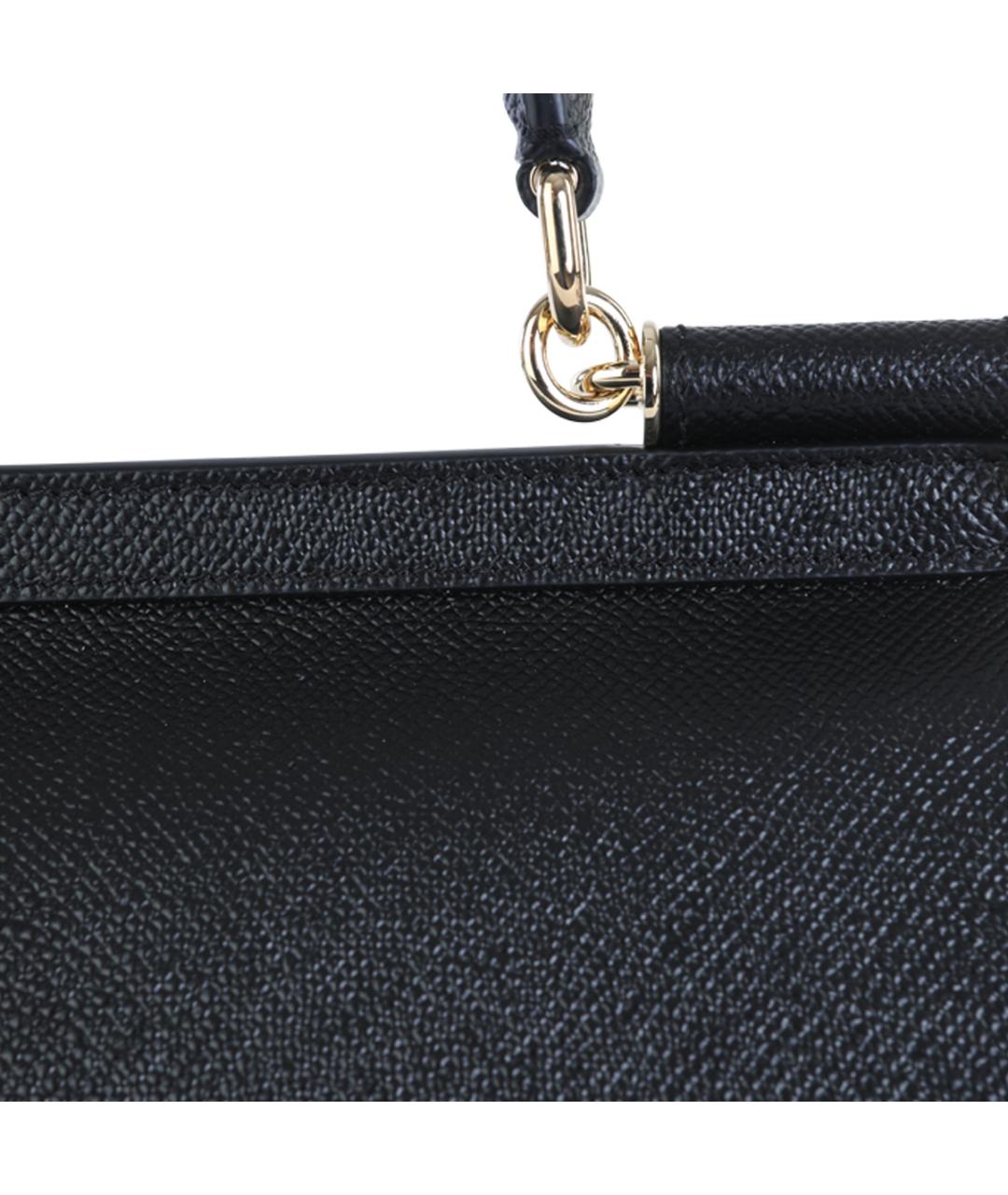 DOLCE&GABBANA Черная кожаная сумка тоут, фото 5