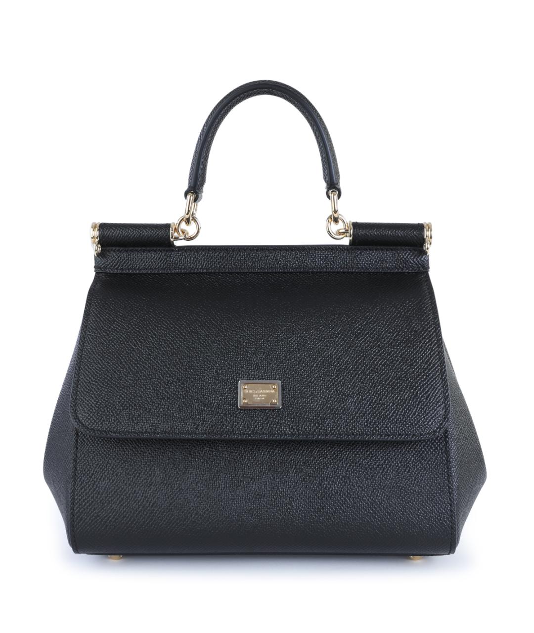 DOLCE&GABBANA Черная кожаная сумка тоут, фото 1