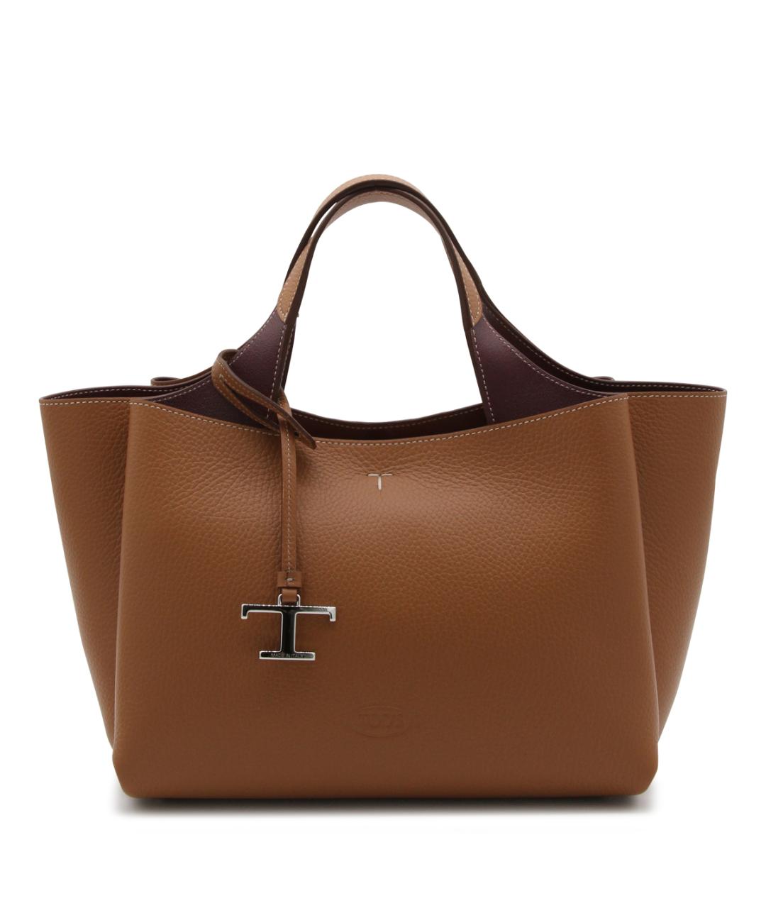 TOD'S Коричневая кожаная сумка тоут, фото 1