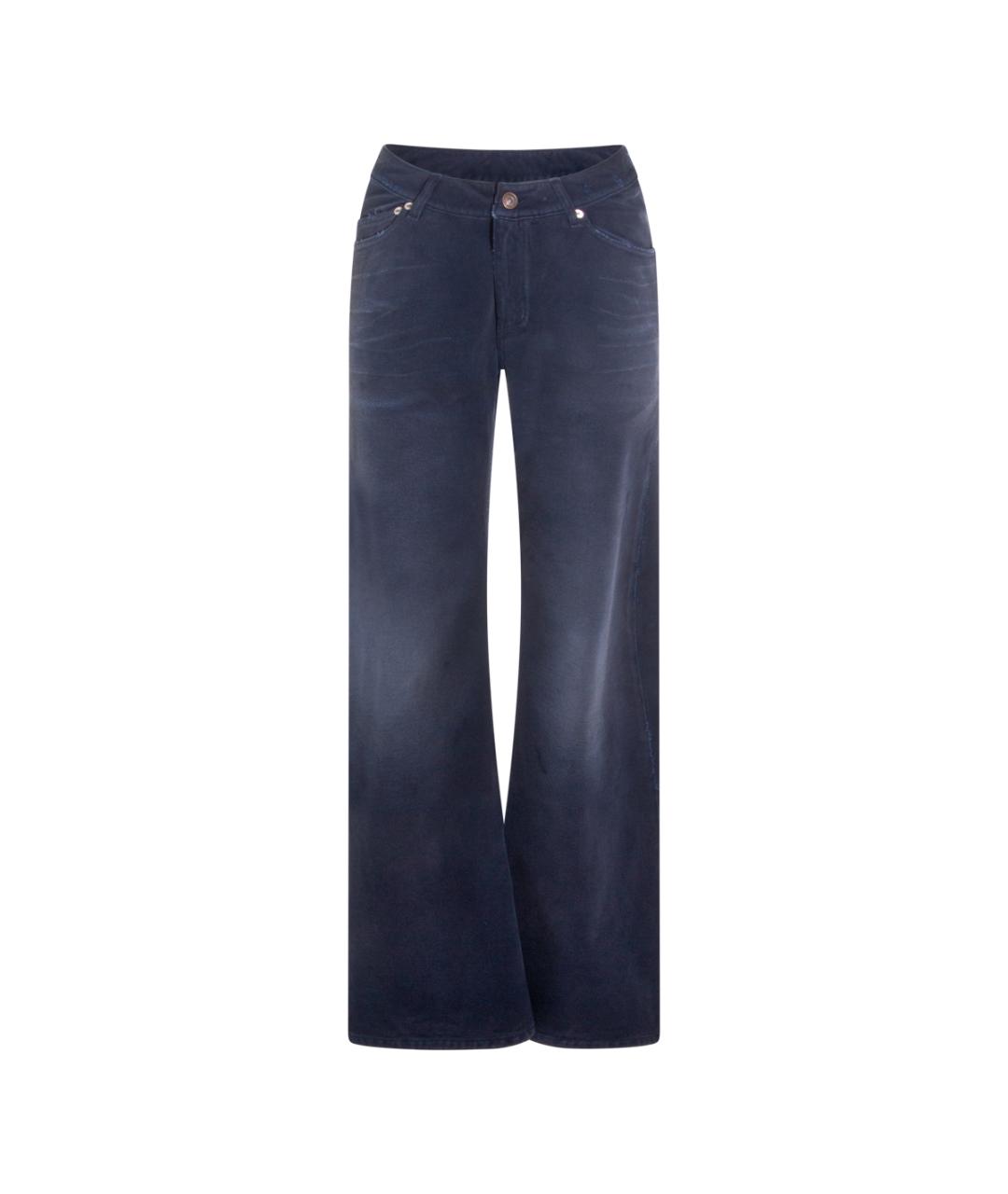 BALENCIAGA Темно-синие хлопковые прямые джинсы, фото 1