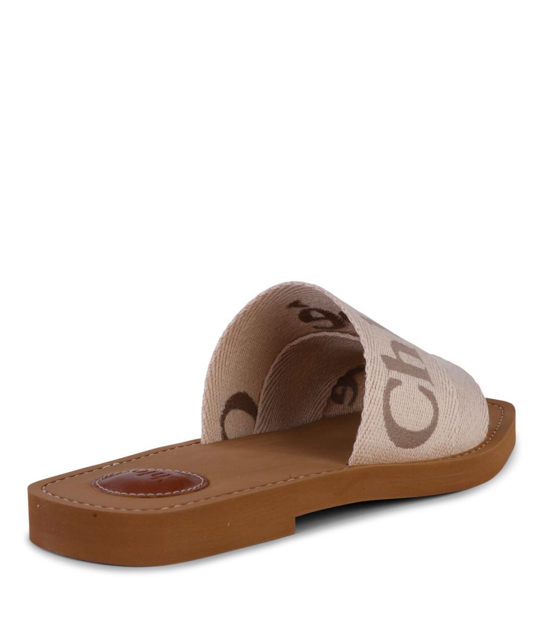 CHLOE Бежевые текстильные шлепанцы, фото 3