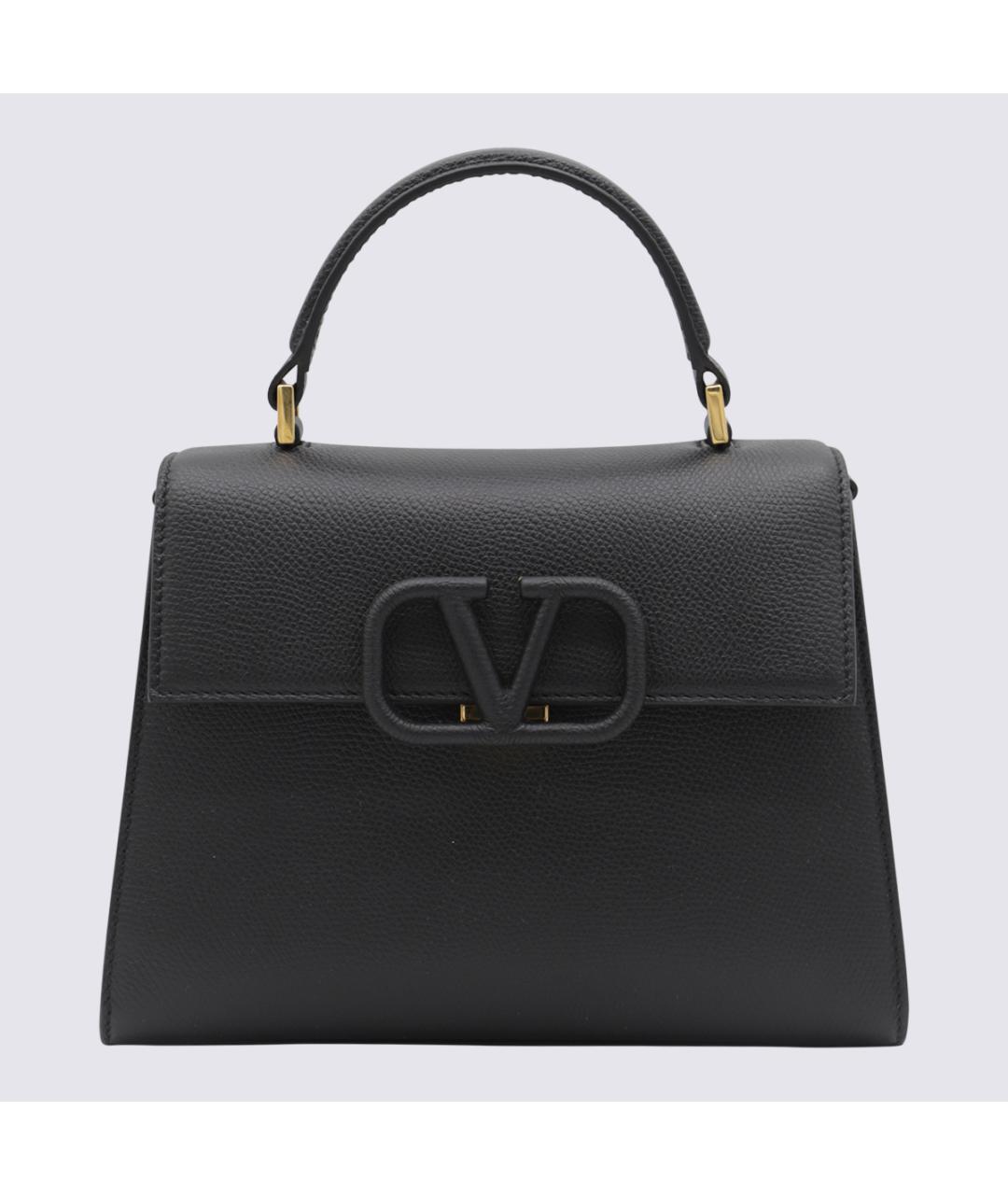 VALENTINO Черная кожаная сумка тоут, фото 2