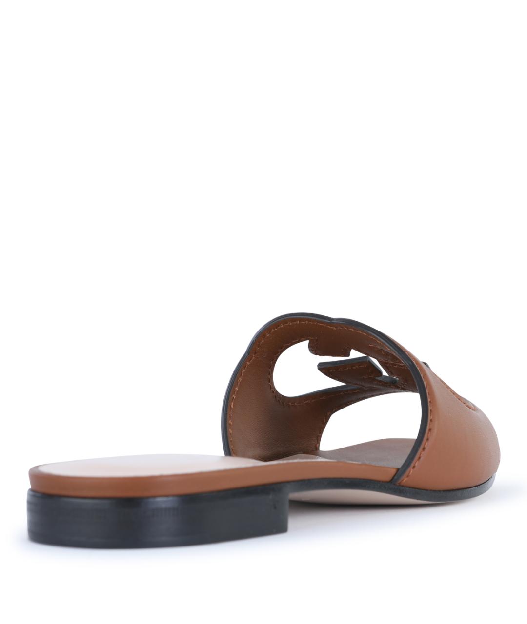 GUCCI Коричневые кожаные шлепанцы, фото 3