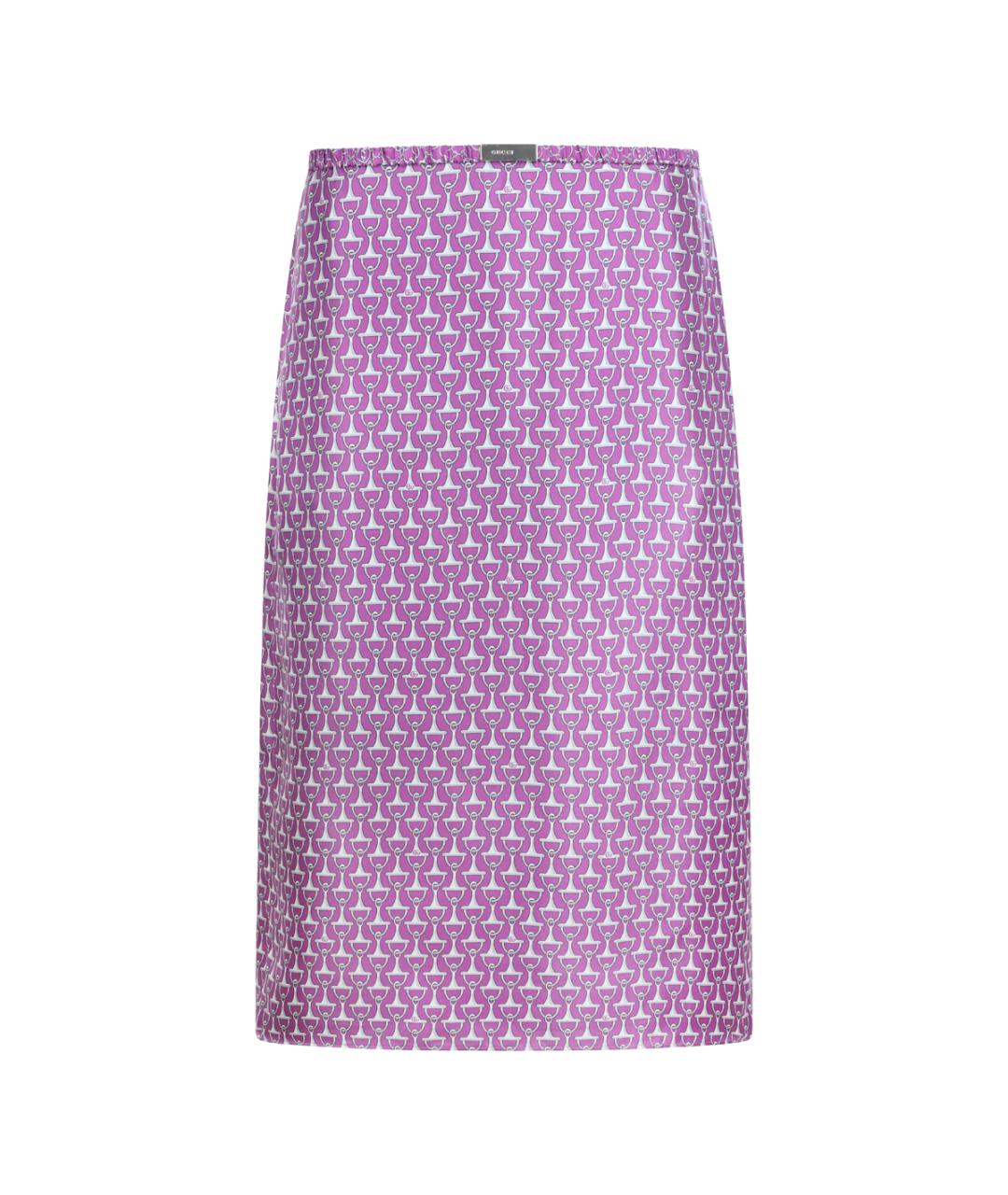 GUCCI Фиолетовая шелковая юбка миди, фото 1