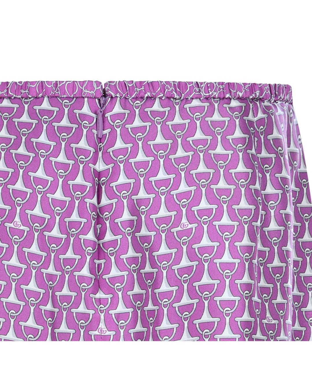 GUCCI Фиолетовая шелковая юбка миди, фото 4