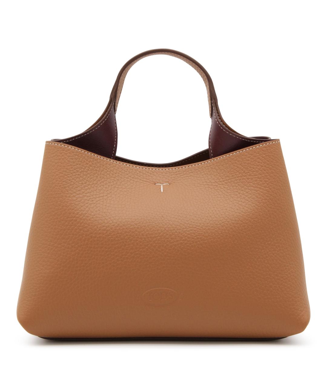 TOD'S Коричневая кожаная сумка тоут, фото 1