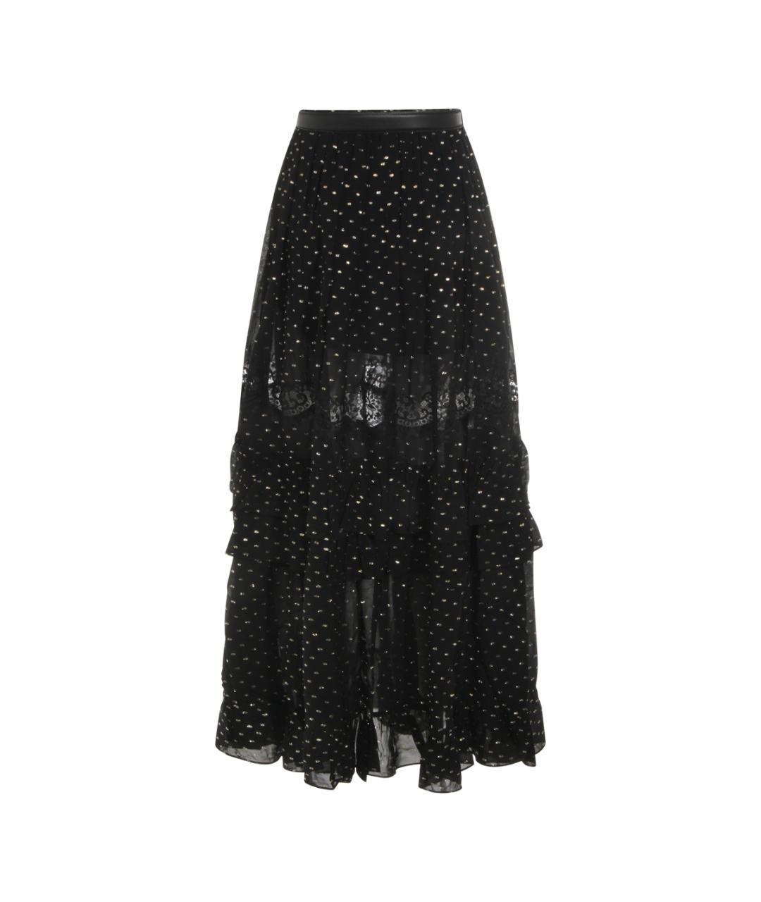 SELF-PORTRAIT Черная вискозная юбка миди, фото 2