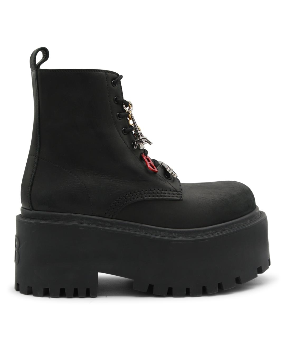 BALENCIAGA Черные кожаные ботинки, фото 1