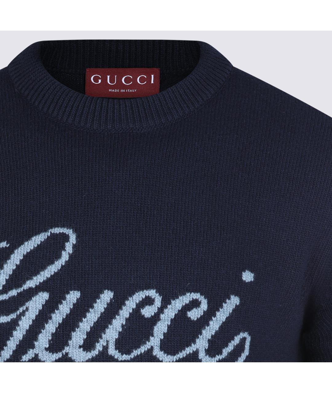 GUCCI Темно-синий шерстяной джемпер / свитер, фото 4