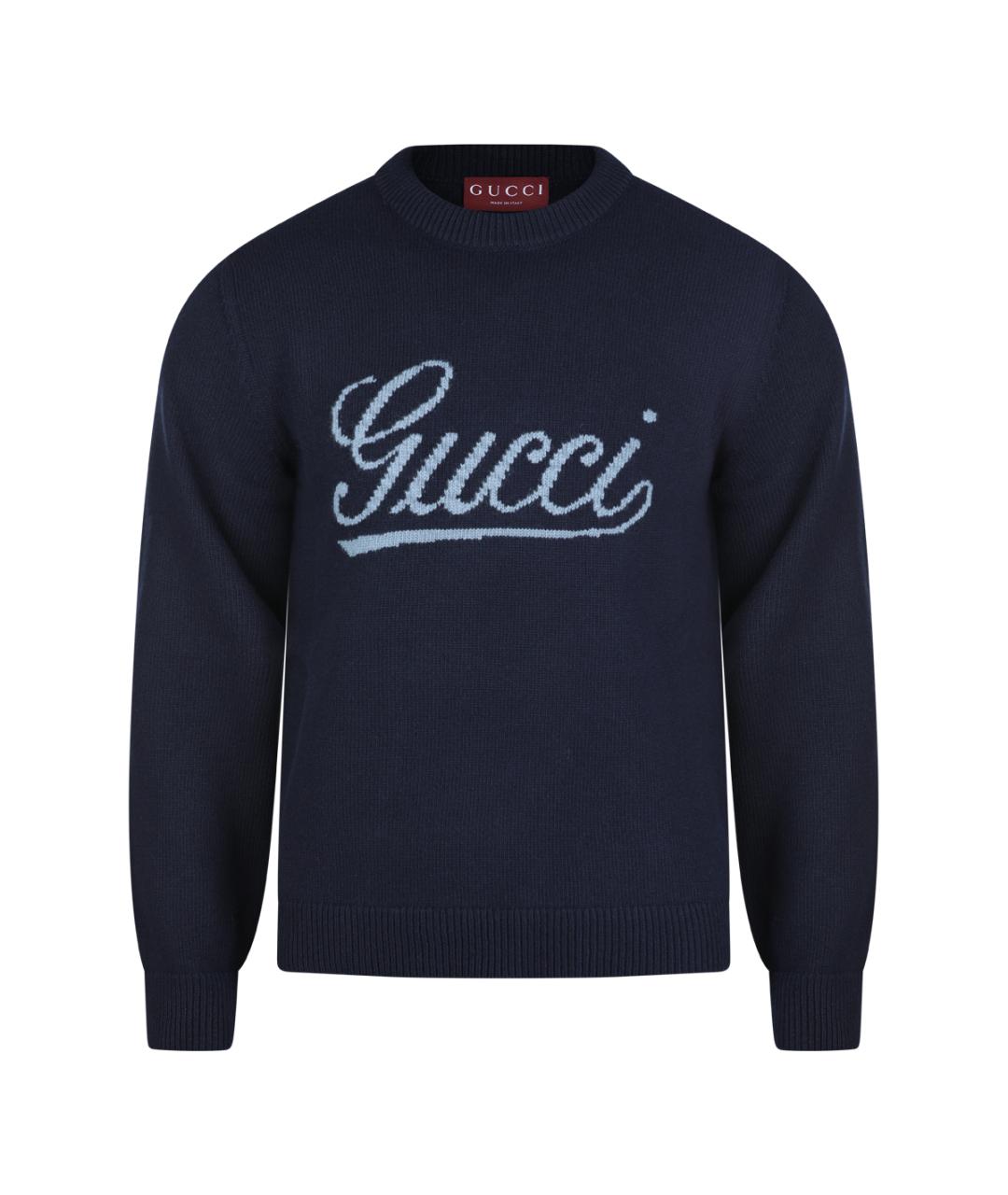 GUCCI Темно-синий шерстяной джемпер / свитер, фото 1