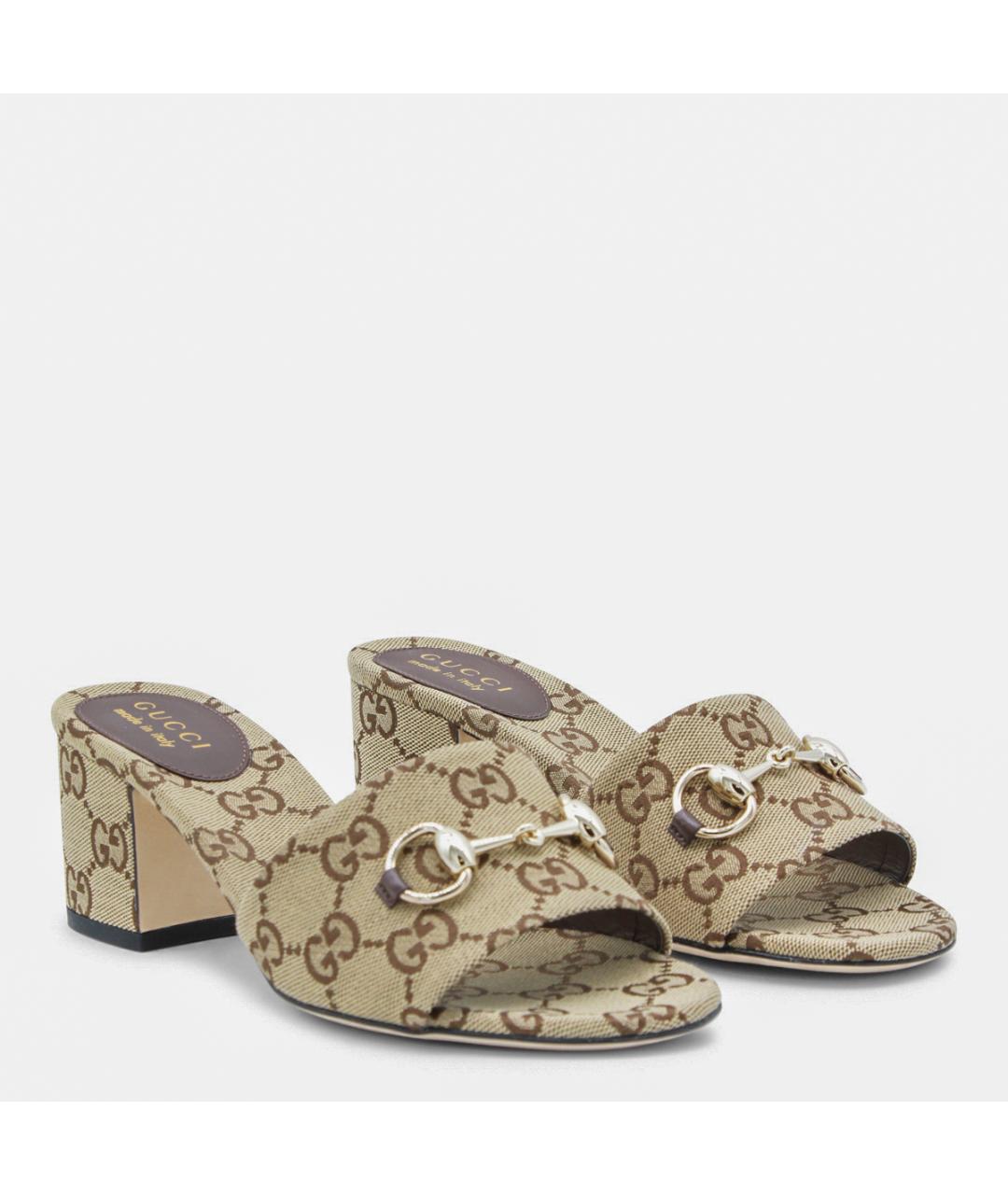 GUCCI Бежевые текстильные мюли, фото 3