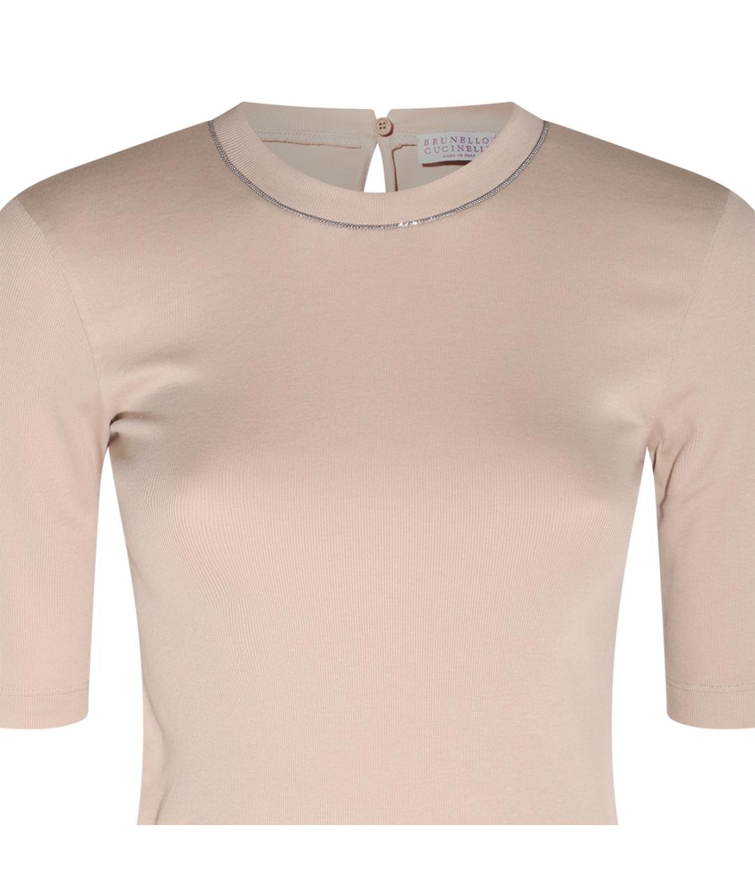 BRUNELLO CUCINELLI Бежевый хлопко-эластановый джемпер / свитер, фото 3