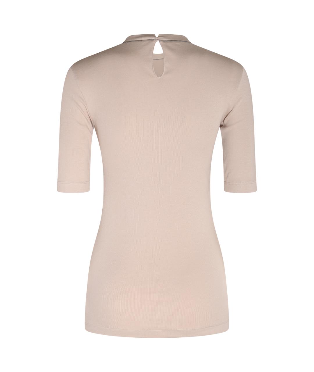 BRUNELLO CUCINELLI Бежевый хлопко-эластановый джемпер / свитер, фото 2