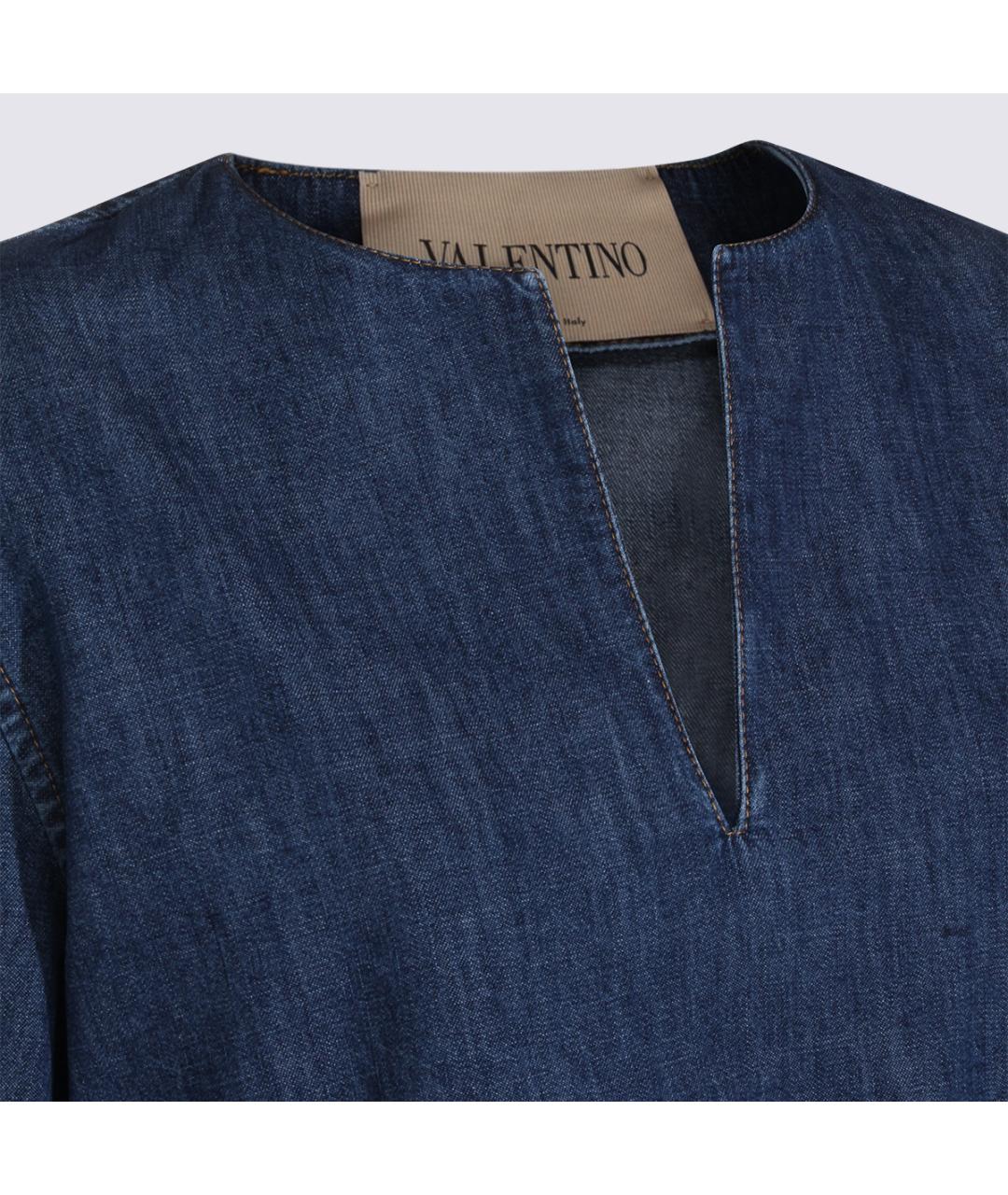 VALENTINO Синее хлопковое повседневное платье, фото 5