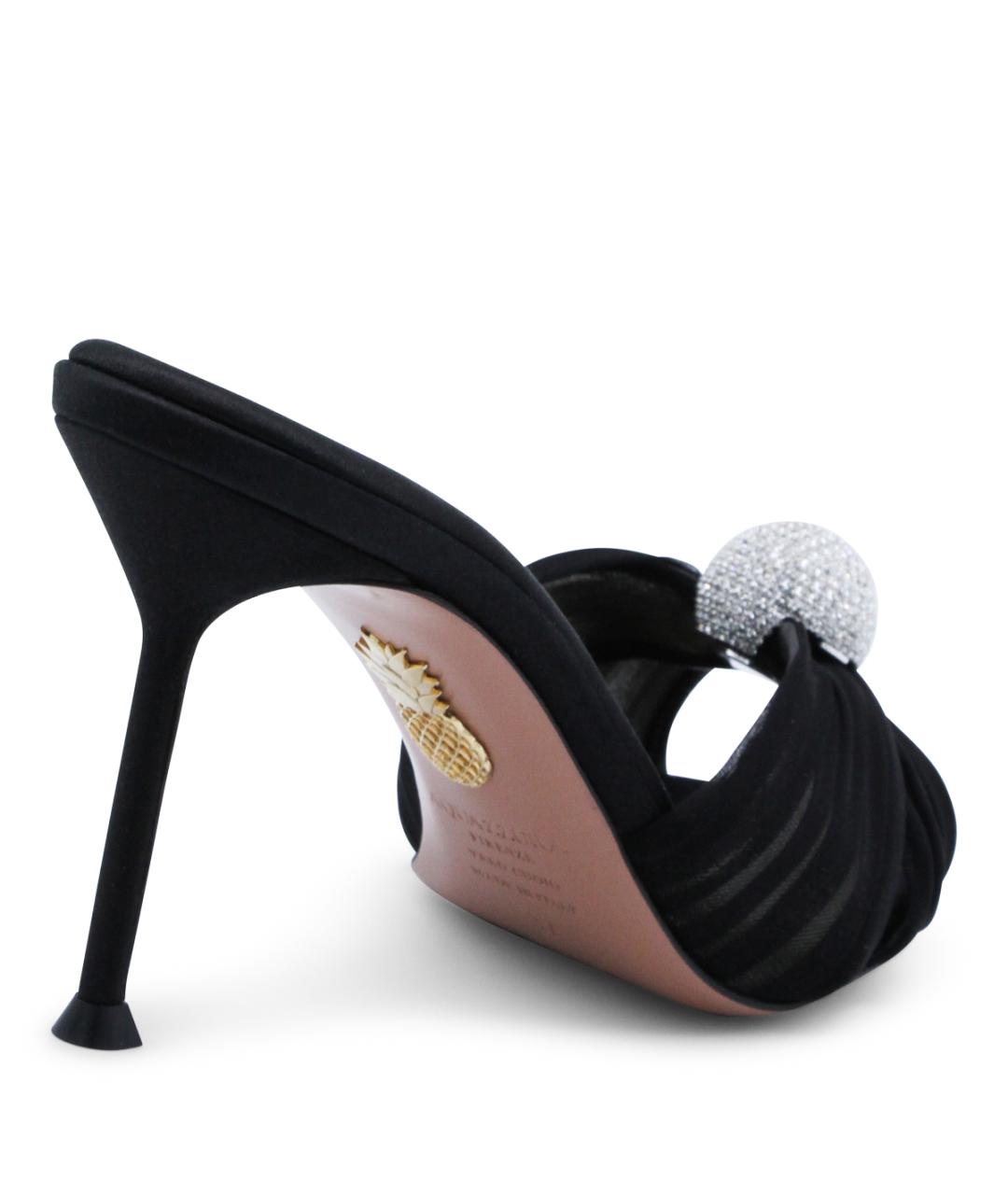 AQUAZZURA Черные текстильные мюли, фото 3