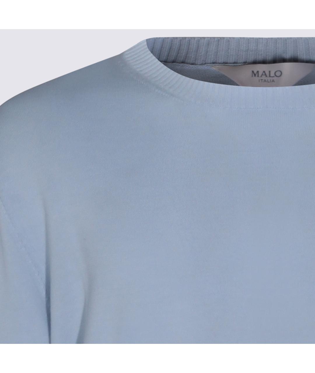 MALO Голубой хлопковый джемпер / свитер, фото 4