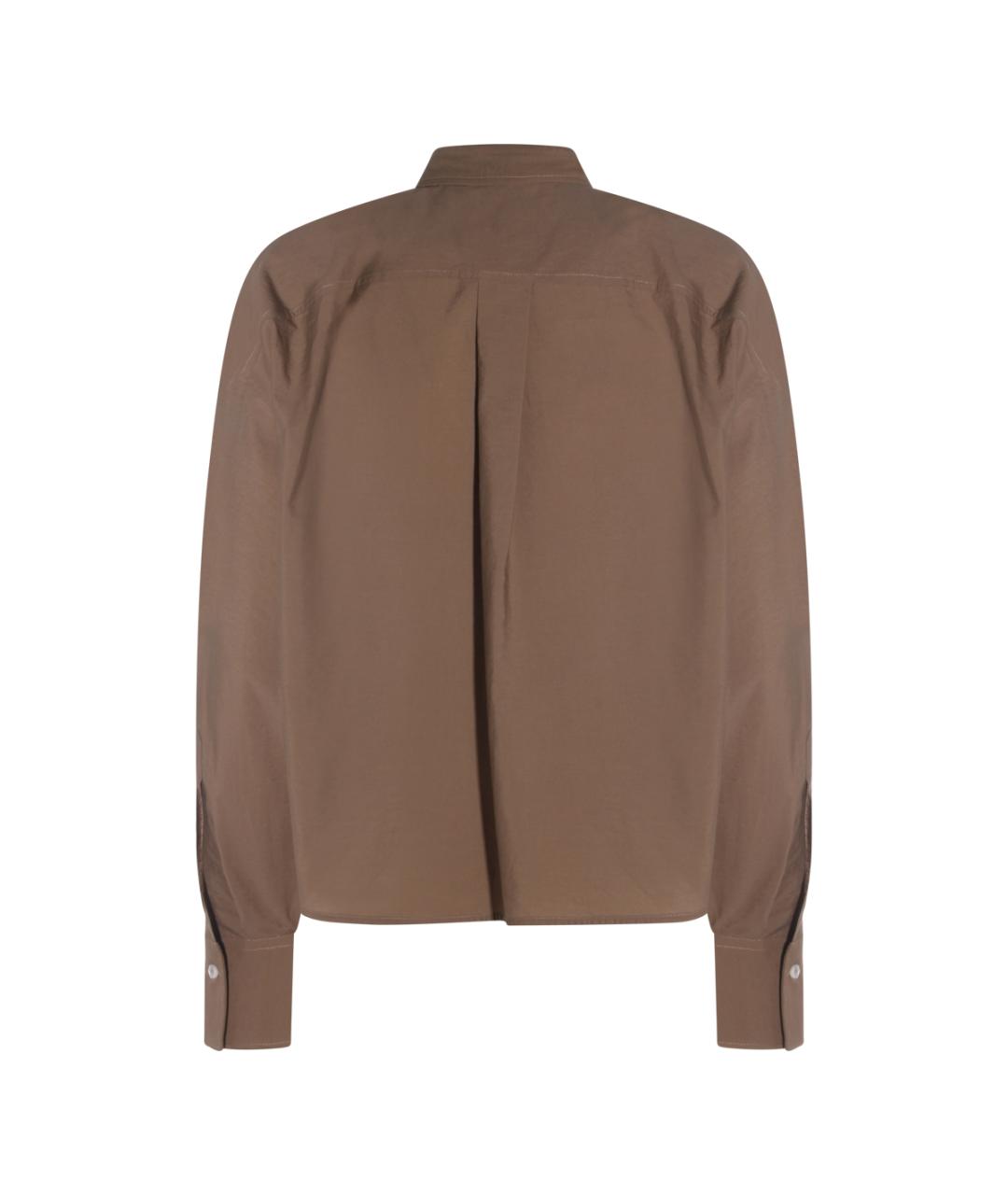 BRUNELLO CUCINELLI Коричневая хлопко-эластановая рубашка, фото 2