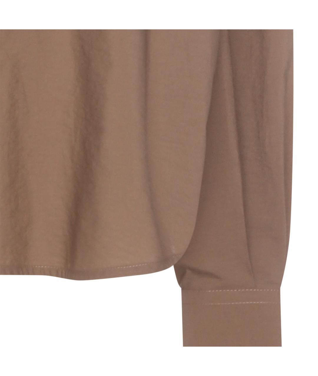 BRUNELLO CUCINELLI Коричневая хлопко-эластановая рубашка, фото 3