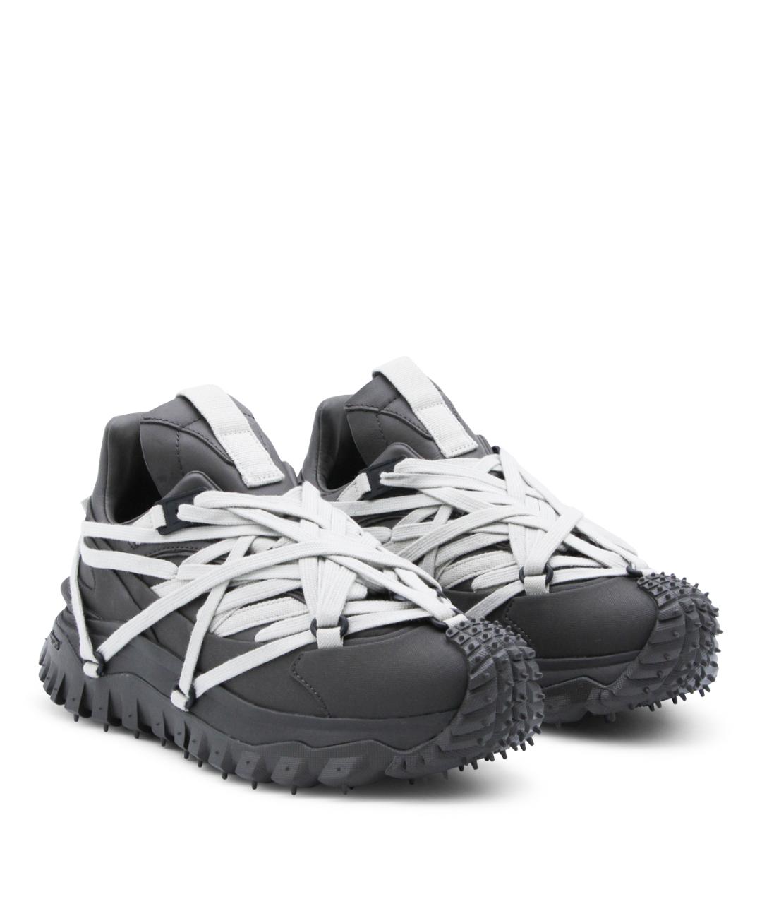 MONCLER Серые кожаные кроссовки, фото 2