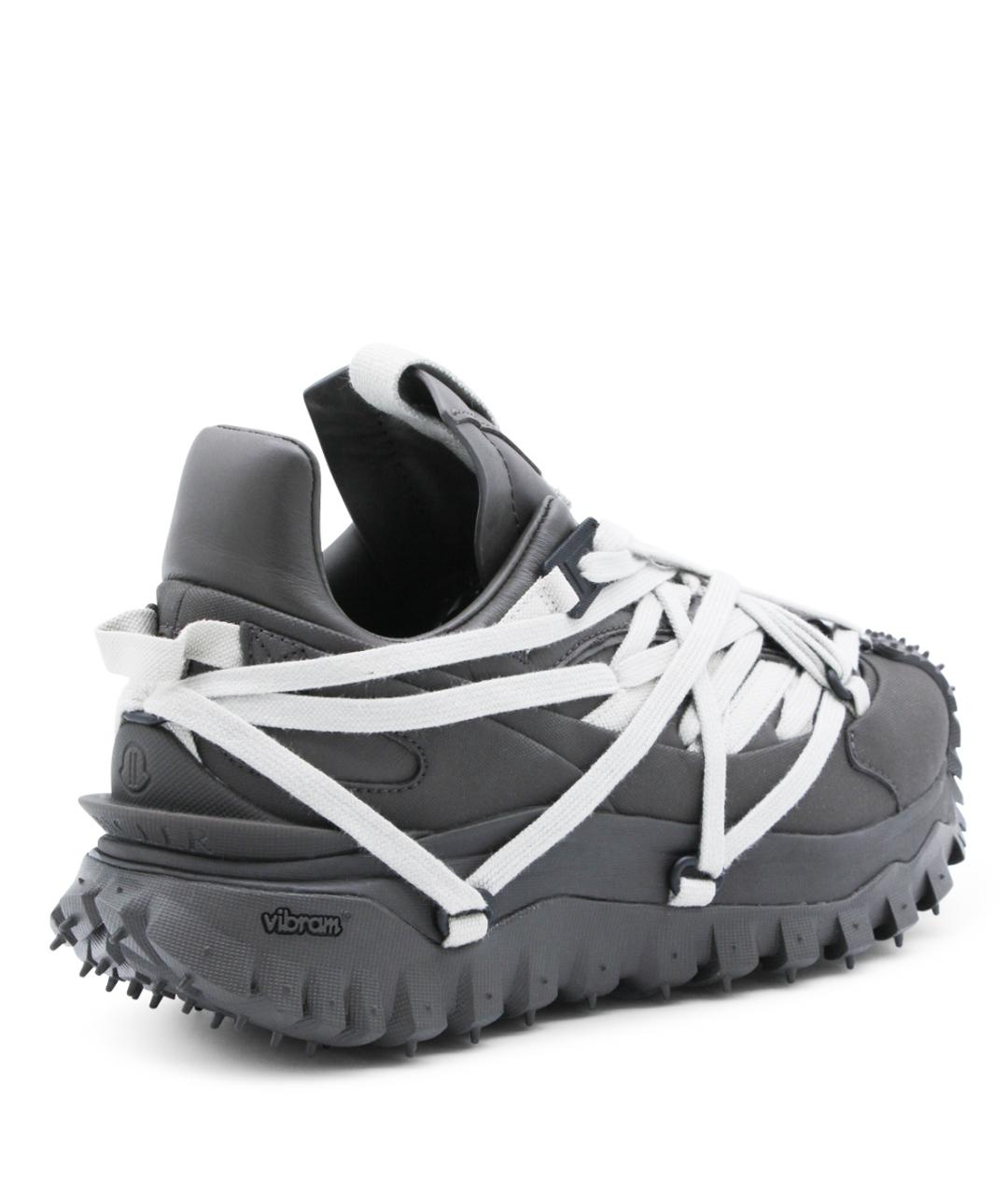 MONCLER Серые кожаные кроссовки, фото 3