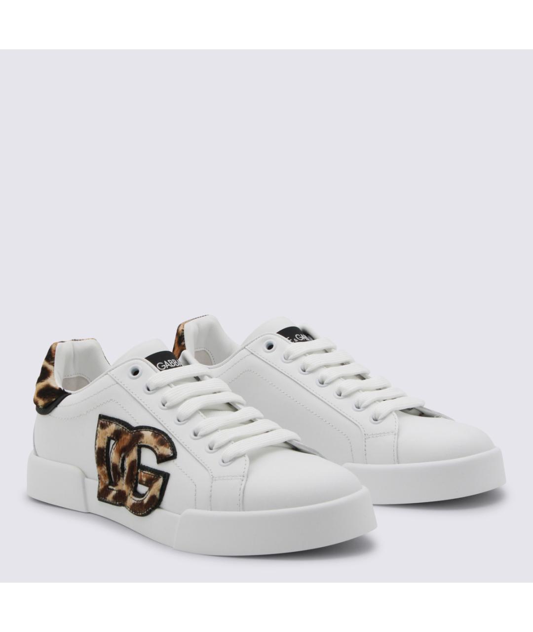 DOLCE&GABBANA Белые кожаные кроссовки, фото 3