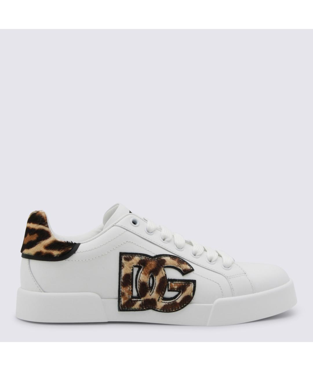 DOLCE&GABBANA Белые кожаные кроссовки, фото 2