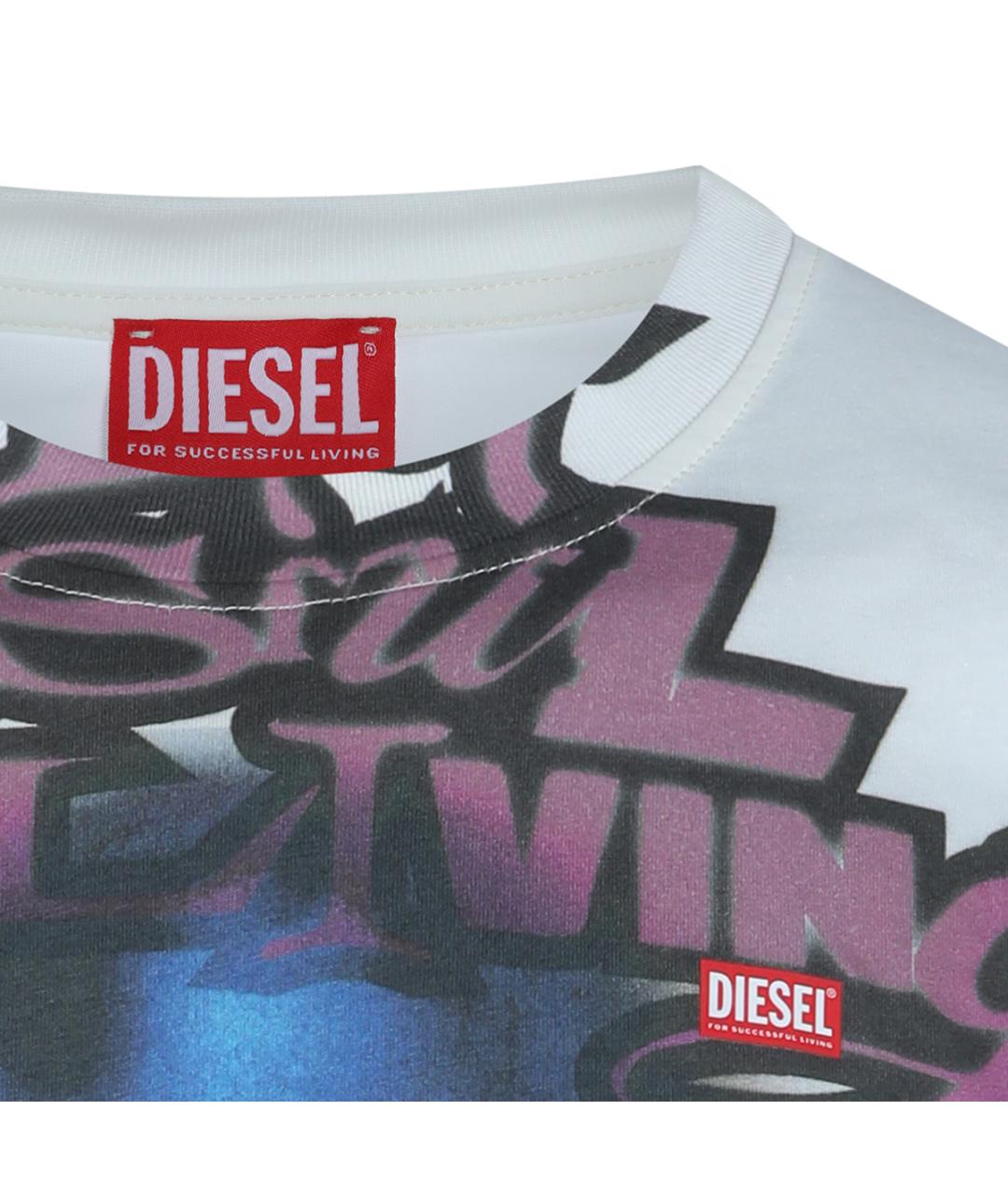 DIESEL Голубая хлопковая футболка, фото 3