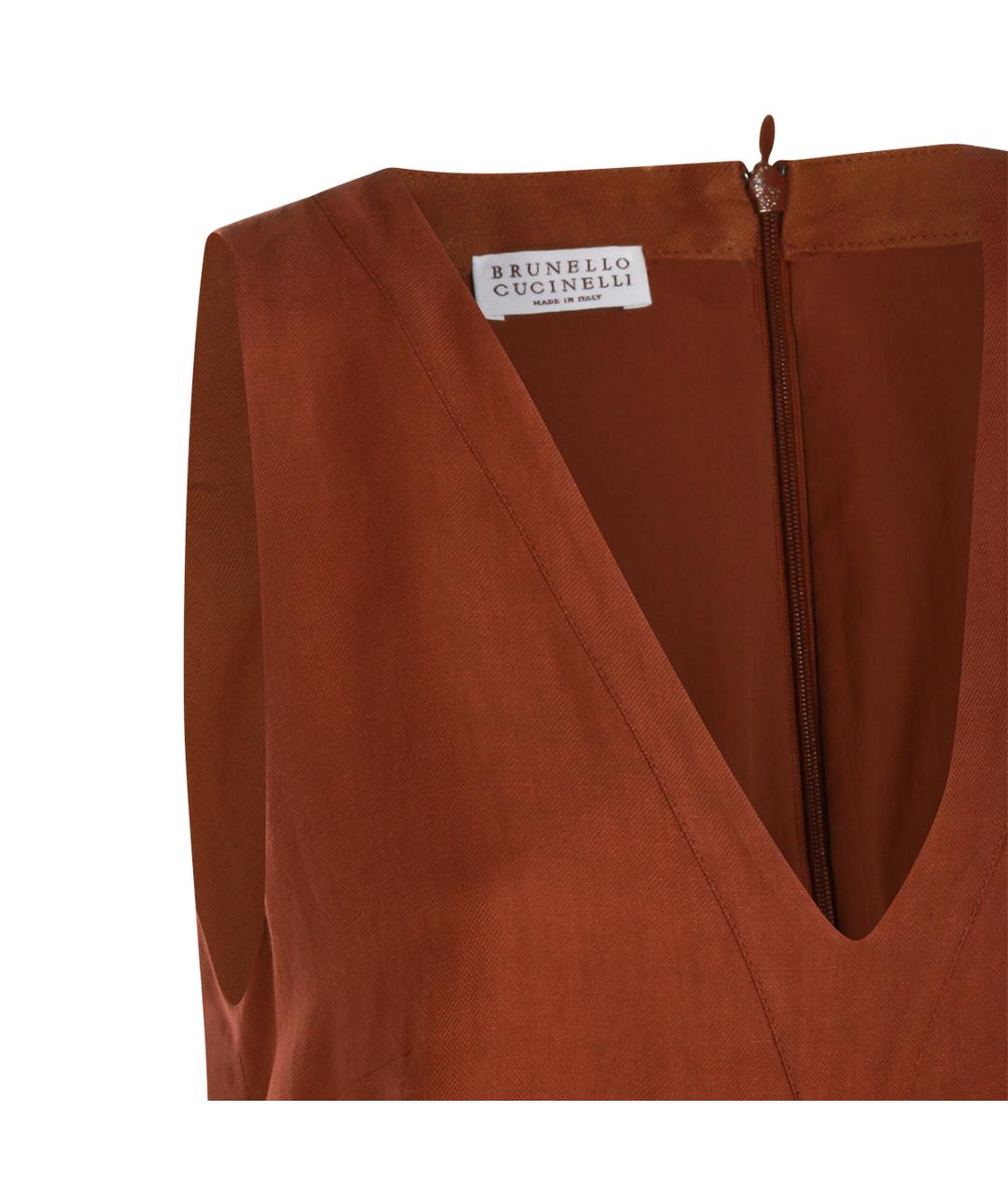 BRUNELLO CUCINELLI Коричневое вискозное повседневное платье, фото 3